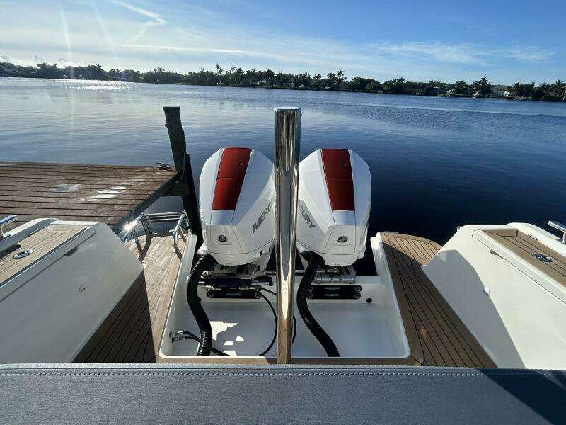 Aft view of twin Mercury Verado Engines 
