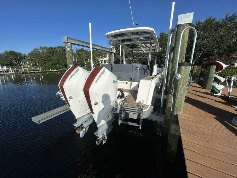Starboard view of twin Mercury Verado Engines 