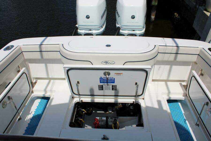 Deck Access to Batteries, Port and Starboard In Deck Storage