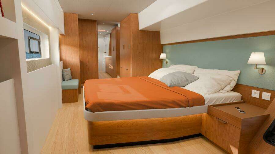 View Of The Double Bed In The Owner’s Cabin