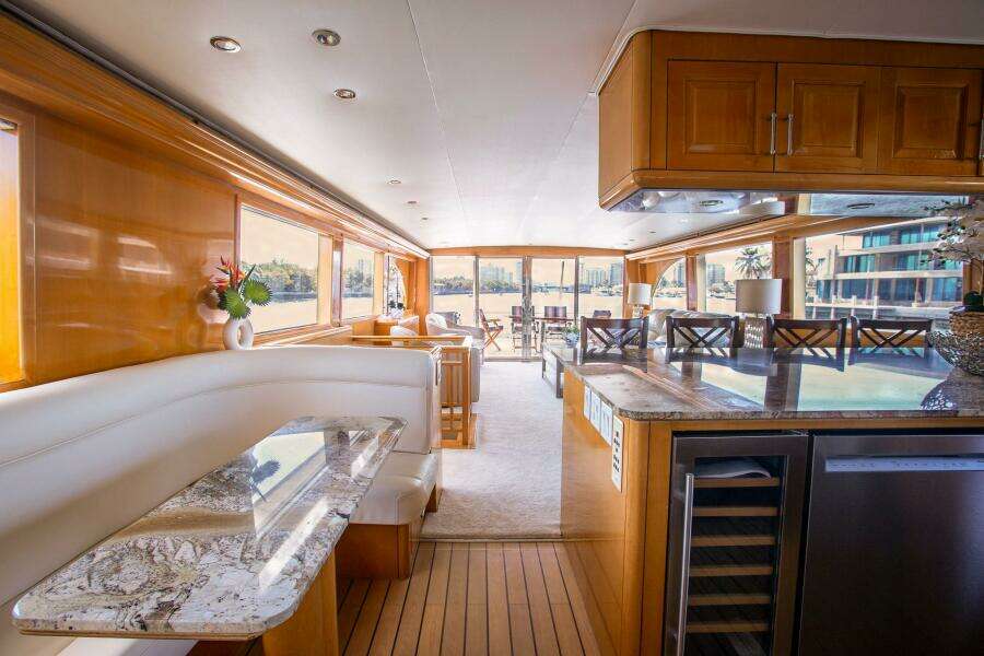 KRISTIN LEE 75’ - Main Deck Galley, Dining Area and Salon