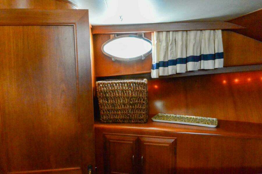 Master stateroom port storage 