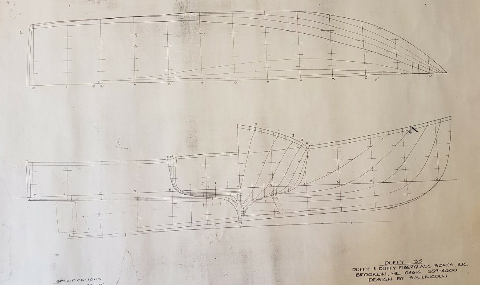 1989 Duffy 35 Flybridge - Hull Drawings