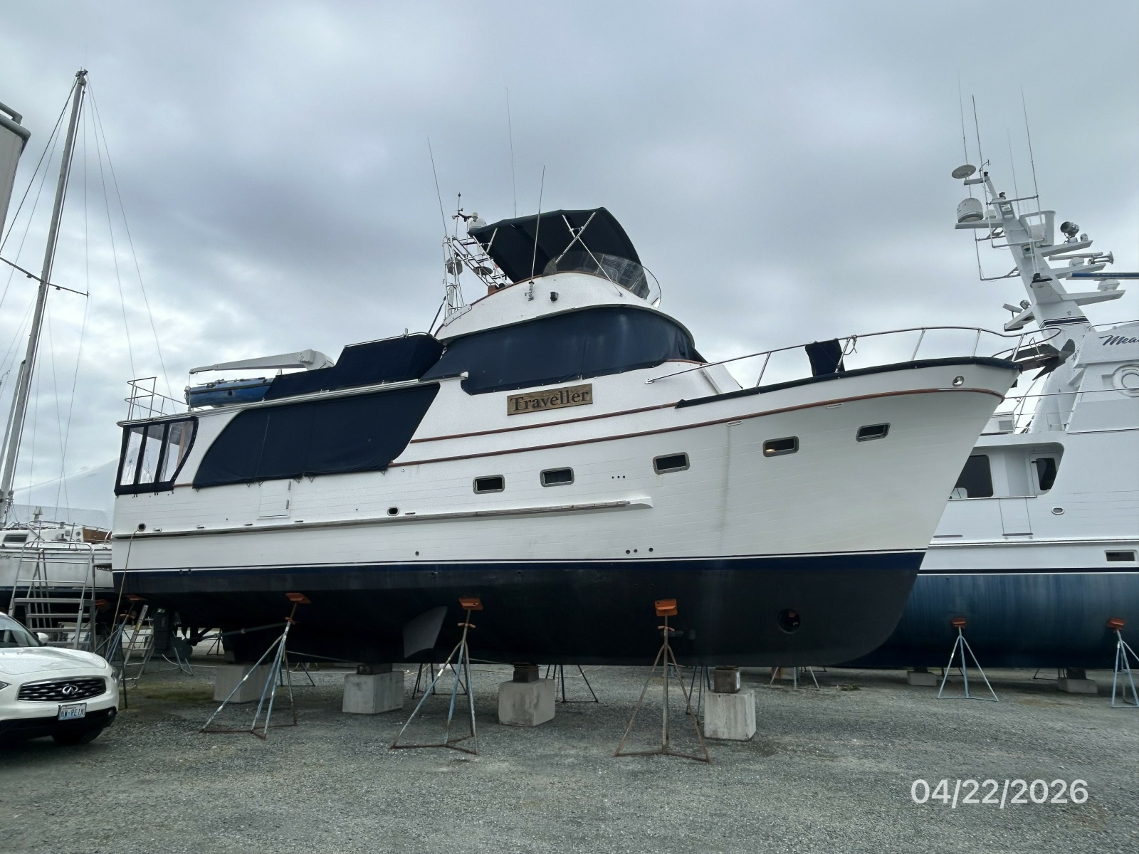 49' DeFever hauled out starboard profile