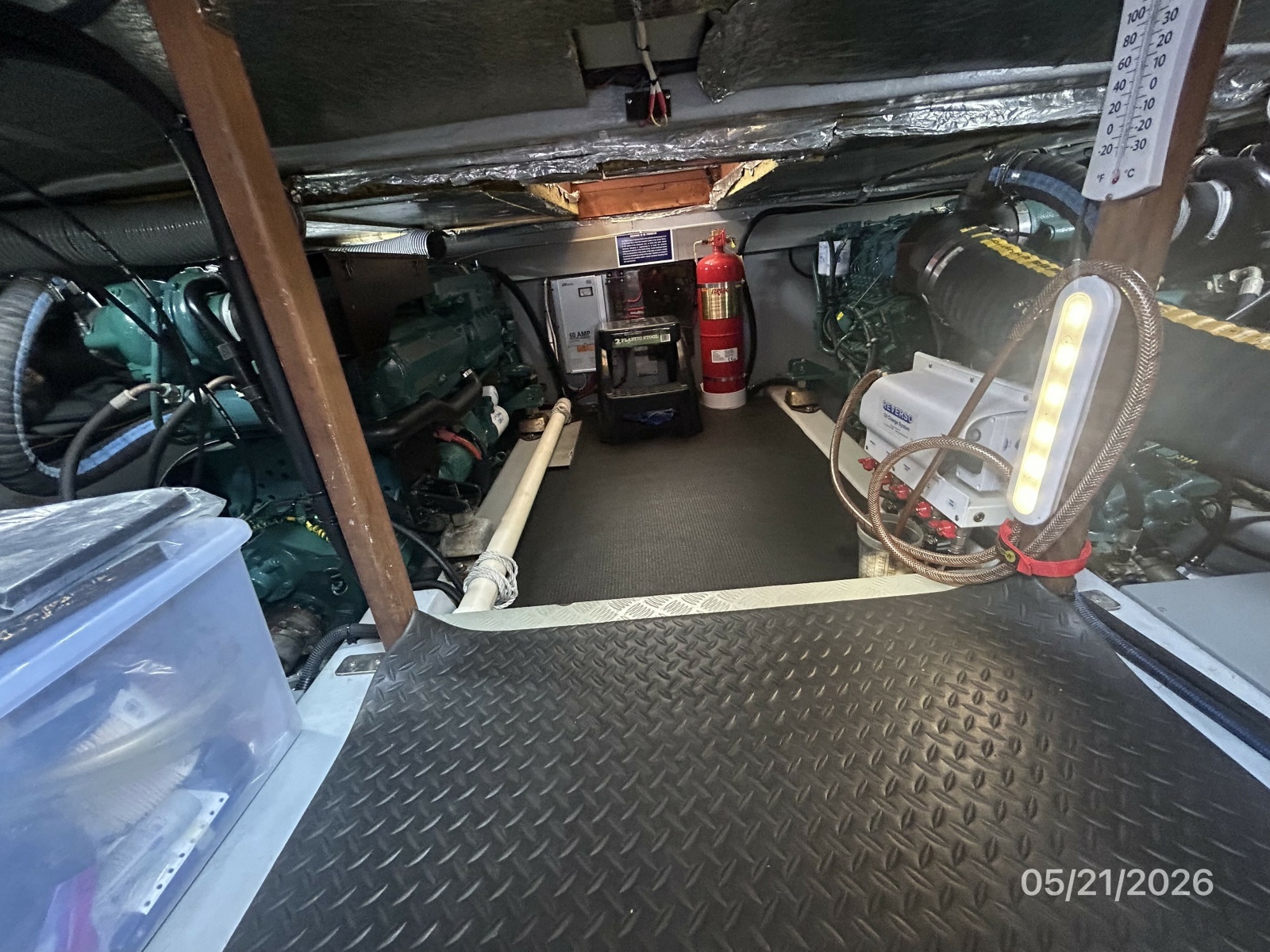 43' Menorquin engine room forward