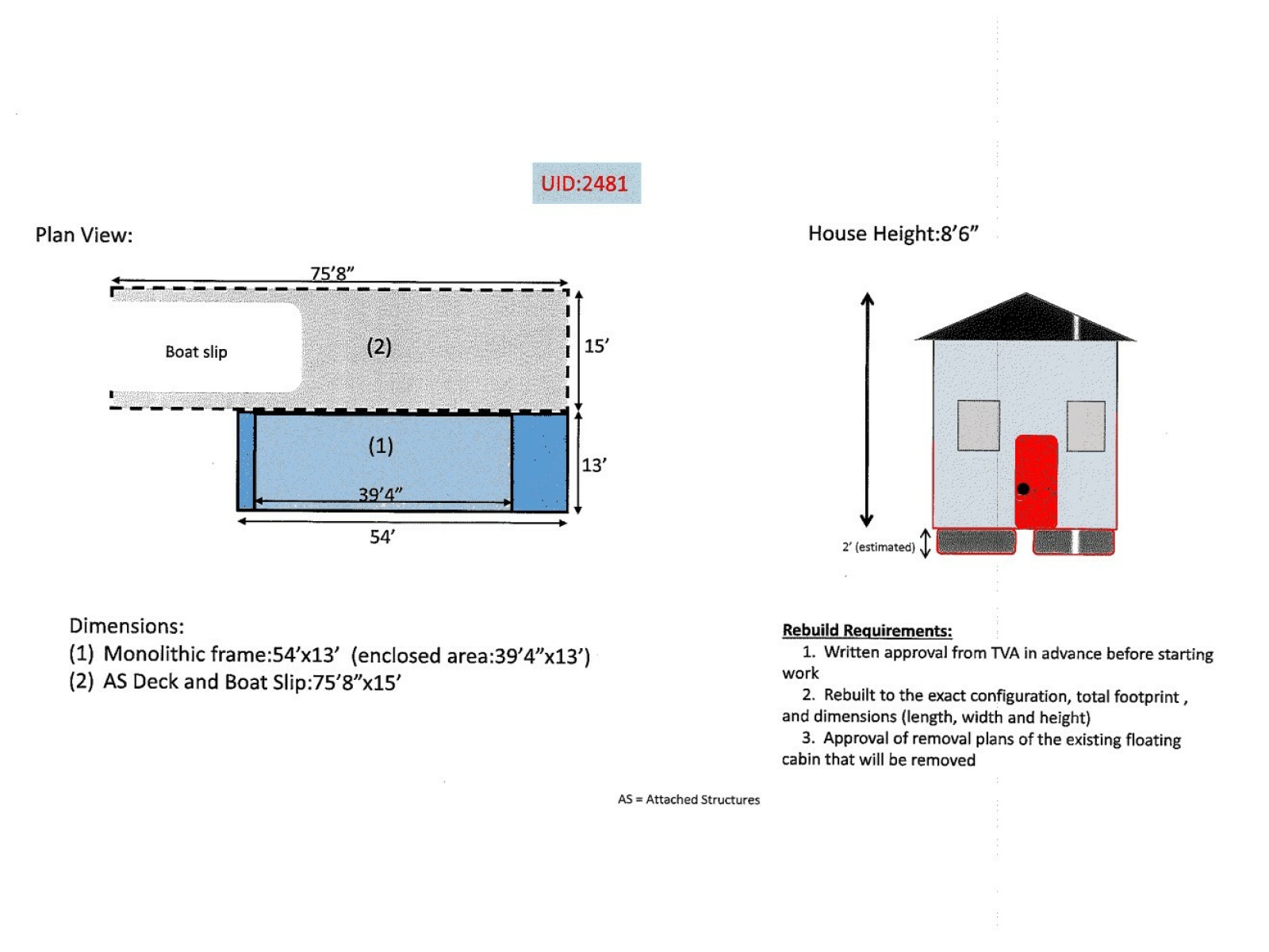 2019 Custom 511-702/sqft Registered Floating Cabin Footprint