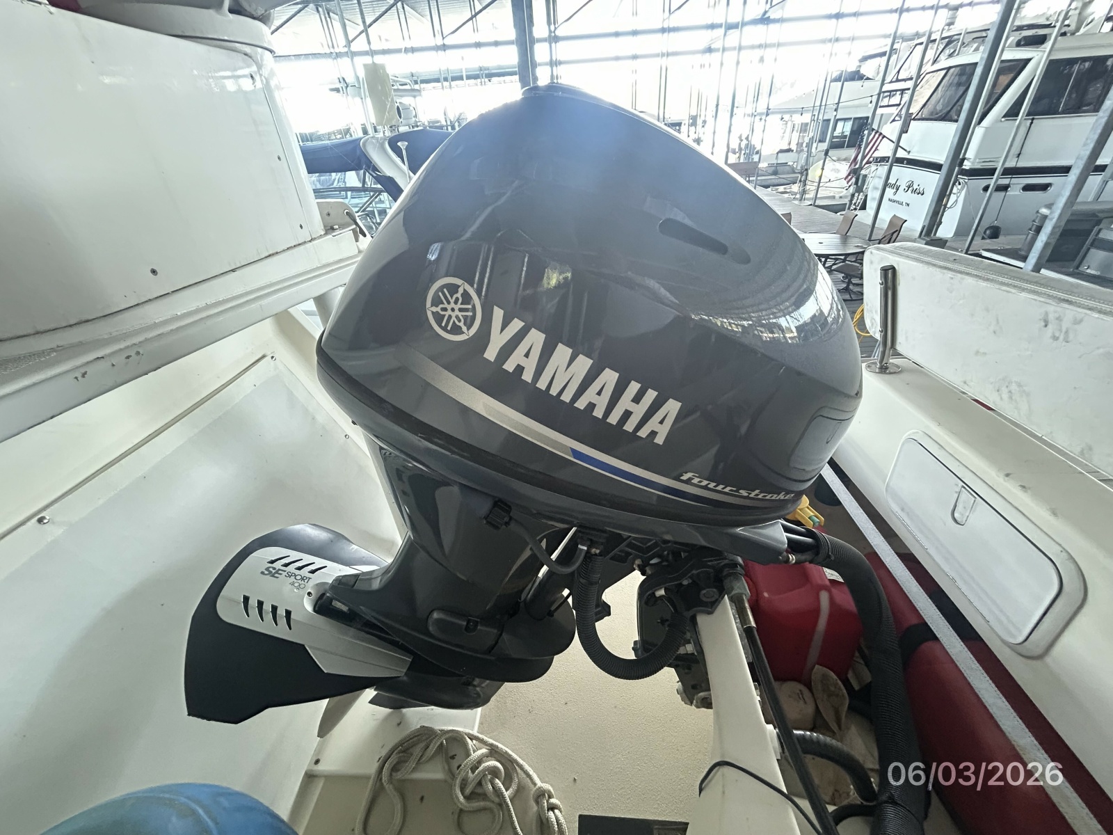 46' Grand Banks tender outboard