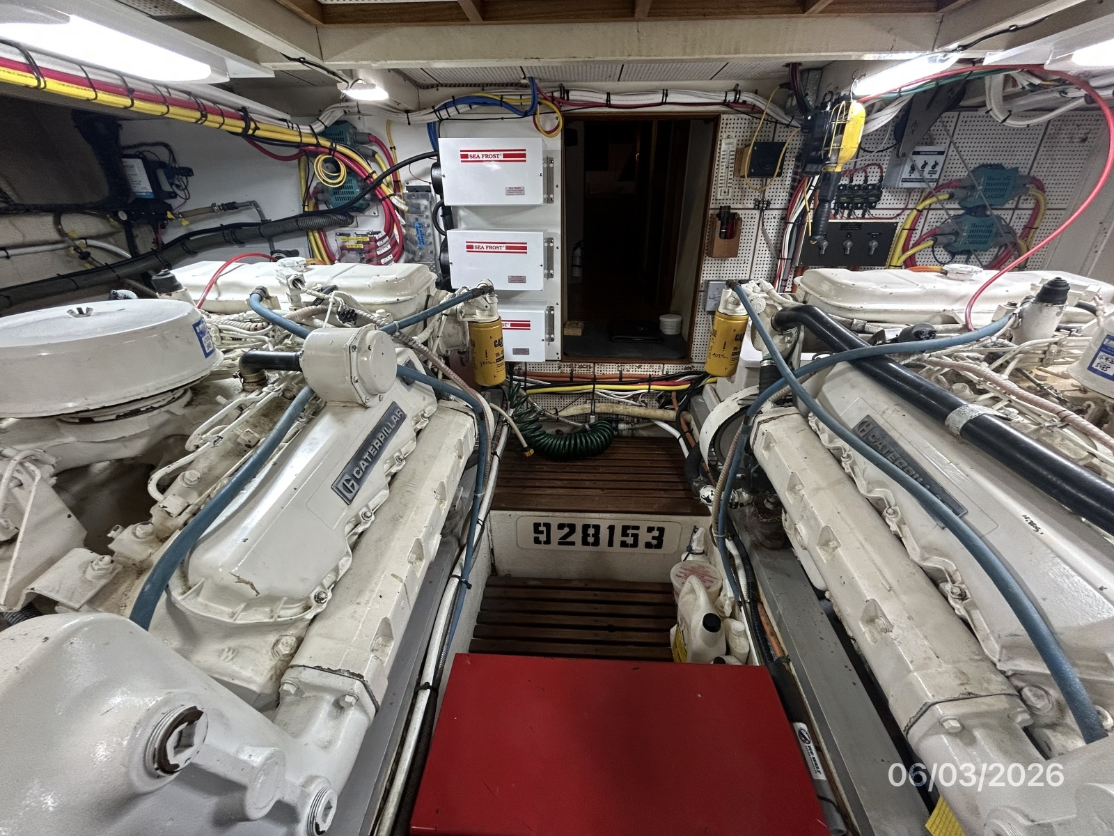 46' Grand Banks engine room forward
