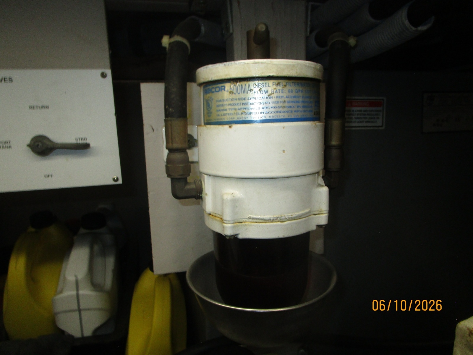 39' Sea Ray generator Racor fuel filter