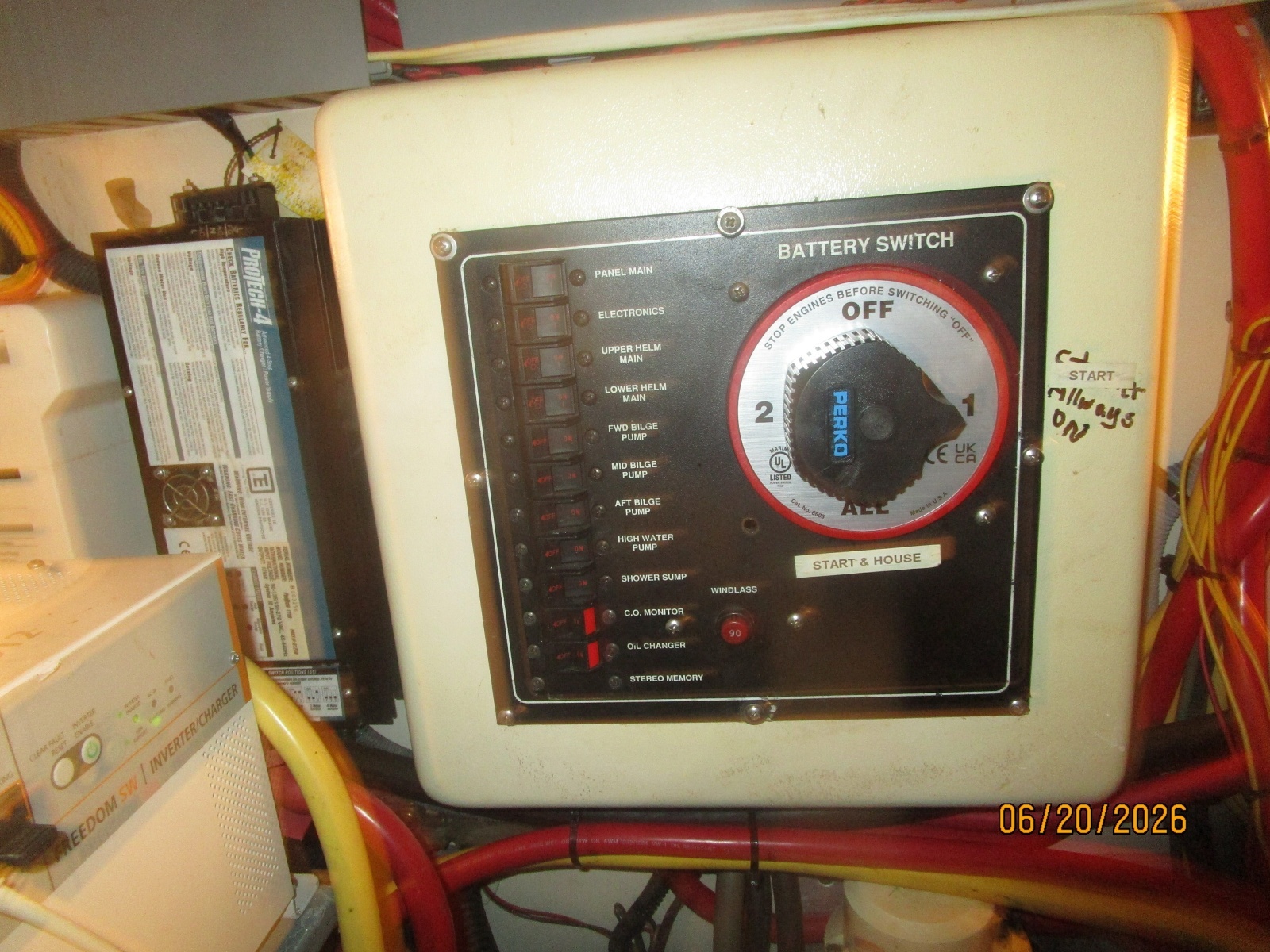 40' Mainship engine room electrical panel