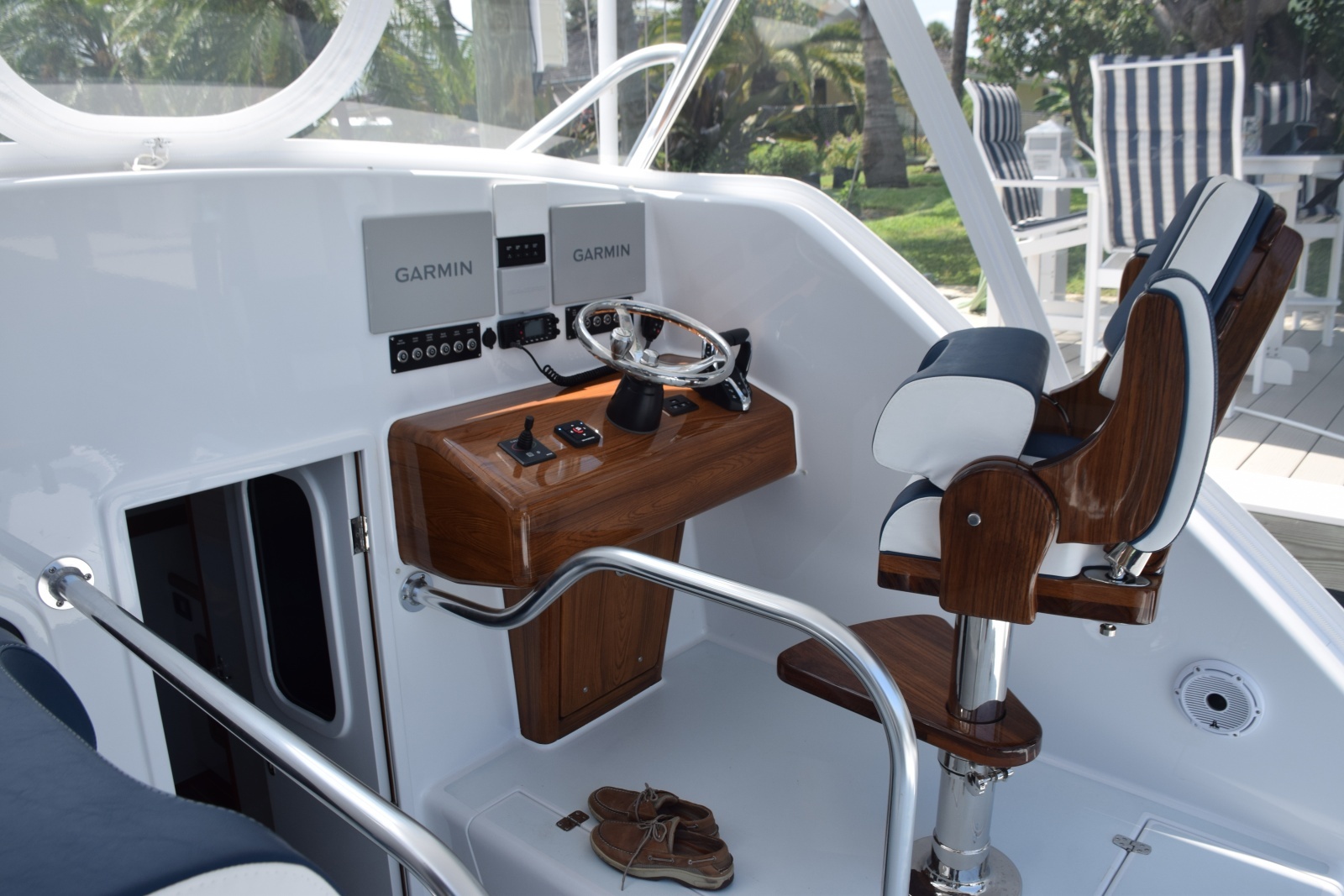 Teak helm console