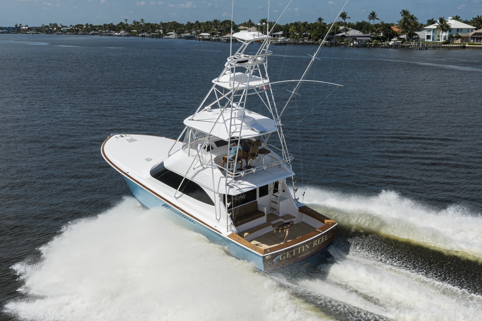 Viking 50 GETTIN' REEL - Port Aft Aerial Running Shot