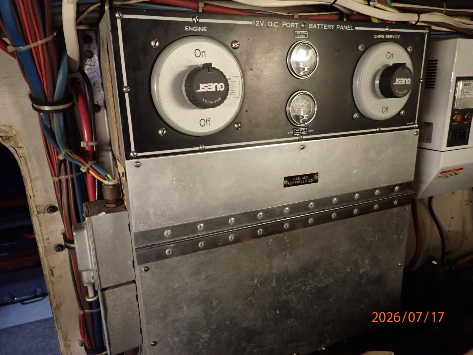 48' Hatteras engine room port electrical panel