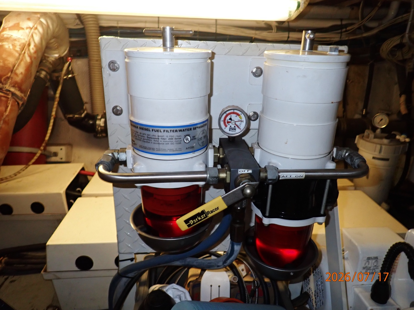 48' Hatteras starboard Racor fuel filters