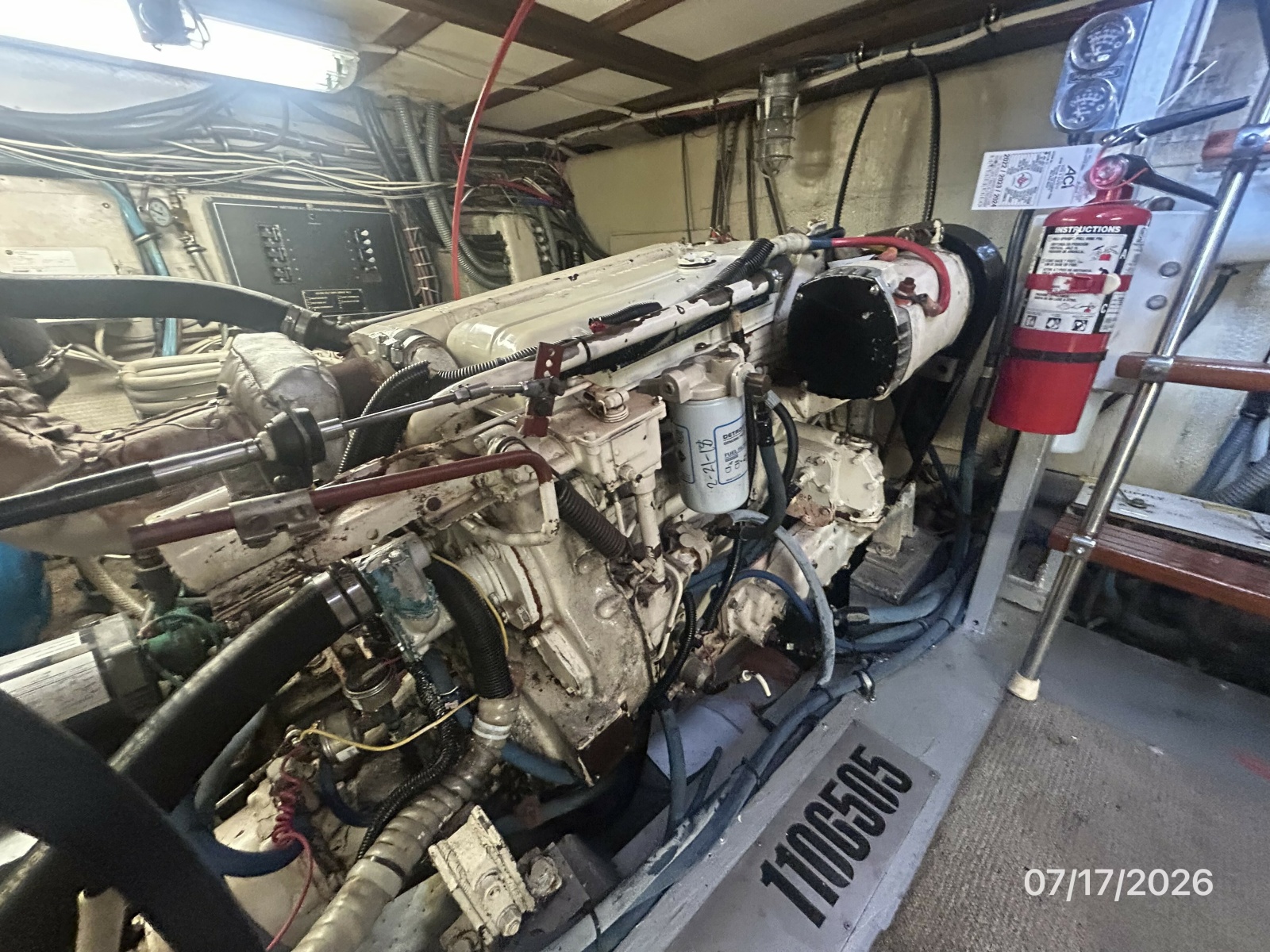 48' Hatteras port main engine2