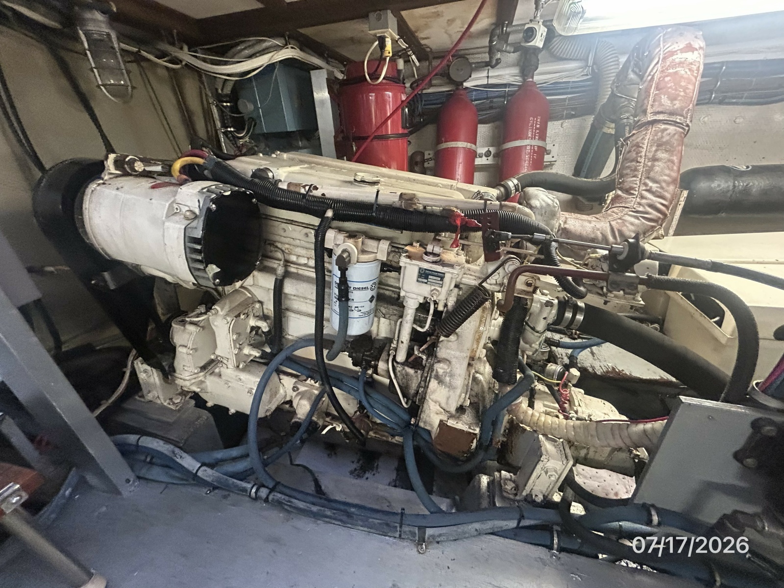 48' Hatteras starboard main engine2