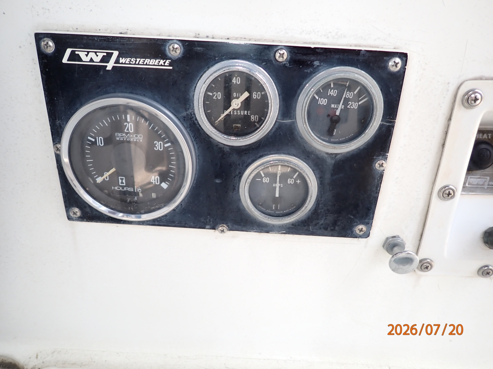 35' Pearson cockpit auxiliary panel