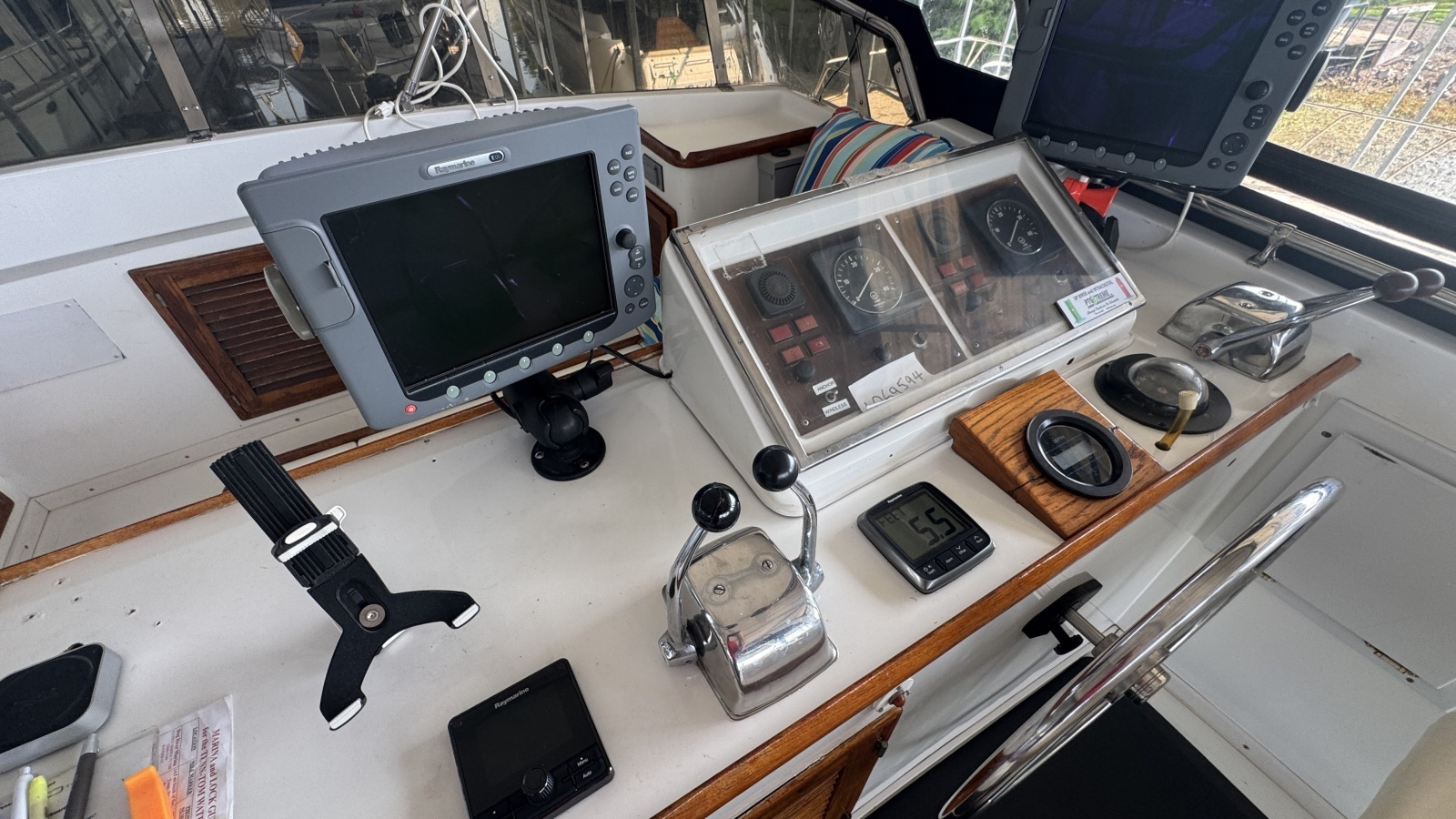 Flybridge Helm Station Navigation and Monitoring Equipment