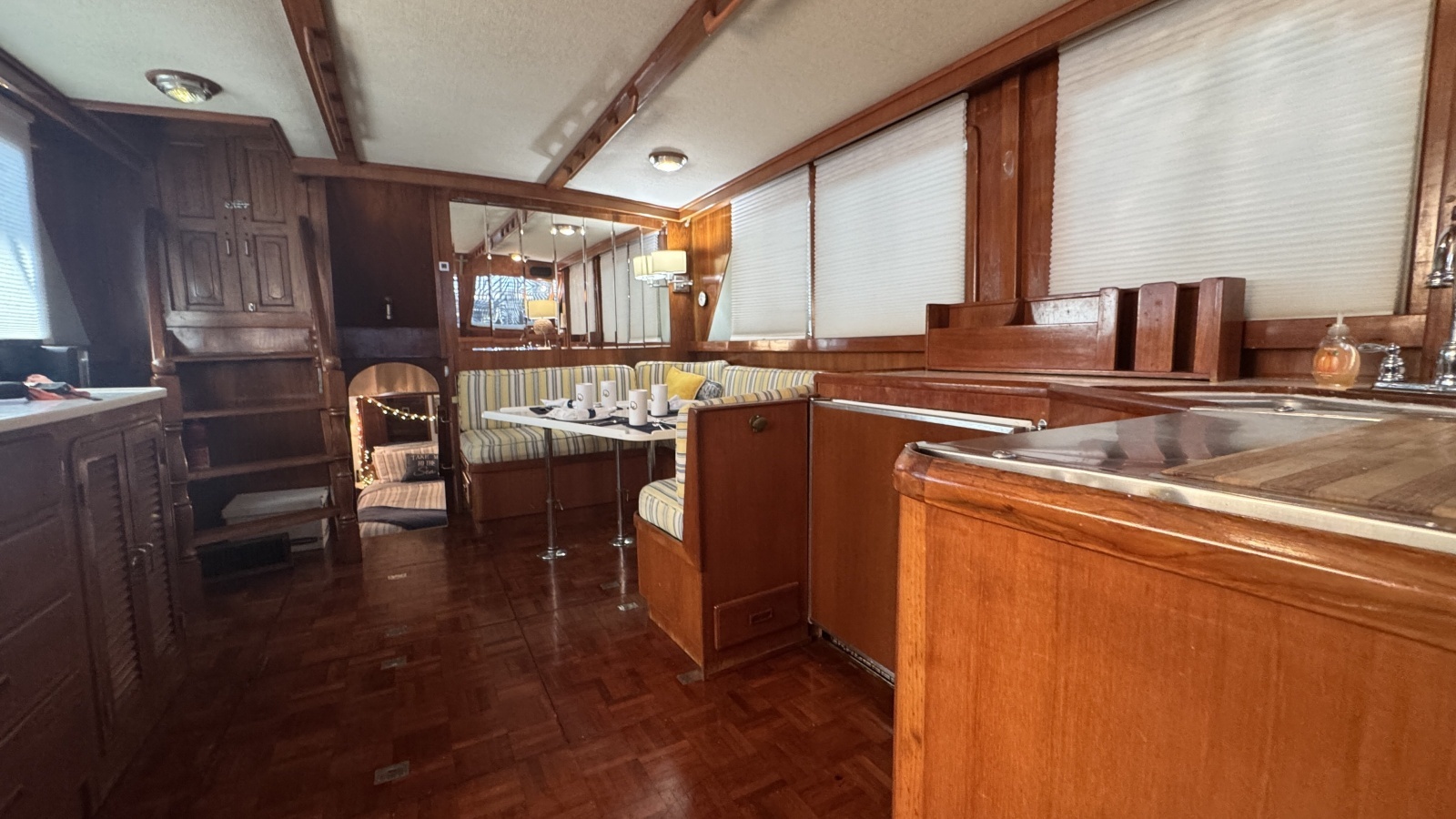 Main Salon, Dinette, & Galley Looking Aft