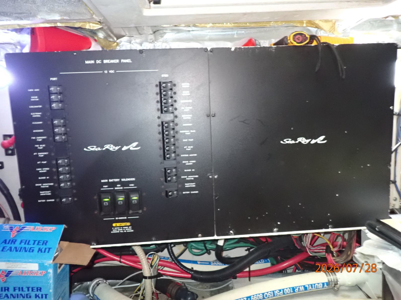 40' Sea Ray engine room electrical panel