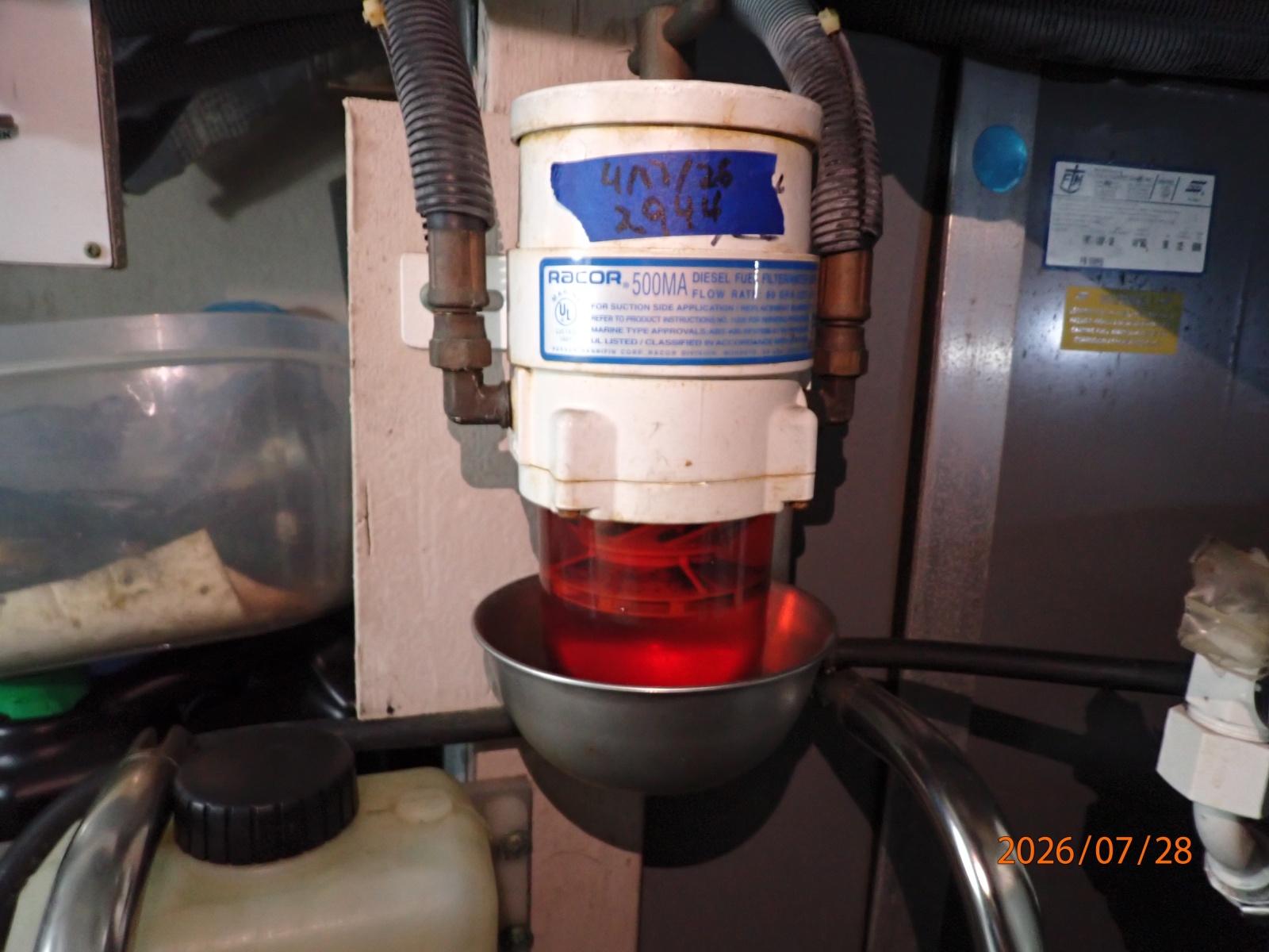 40' Sea Ray generator Racor fuel filter