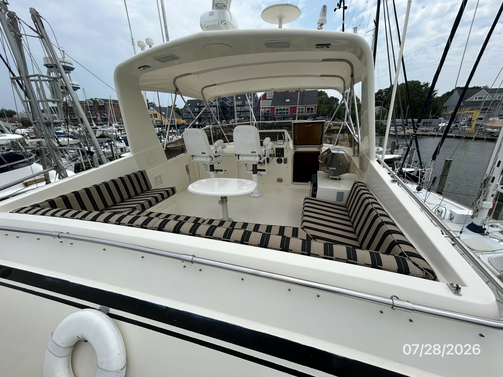 54' Hatteras flybridge forward