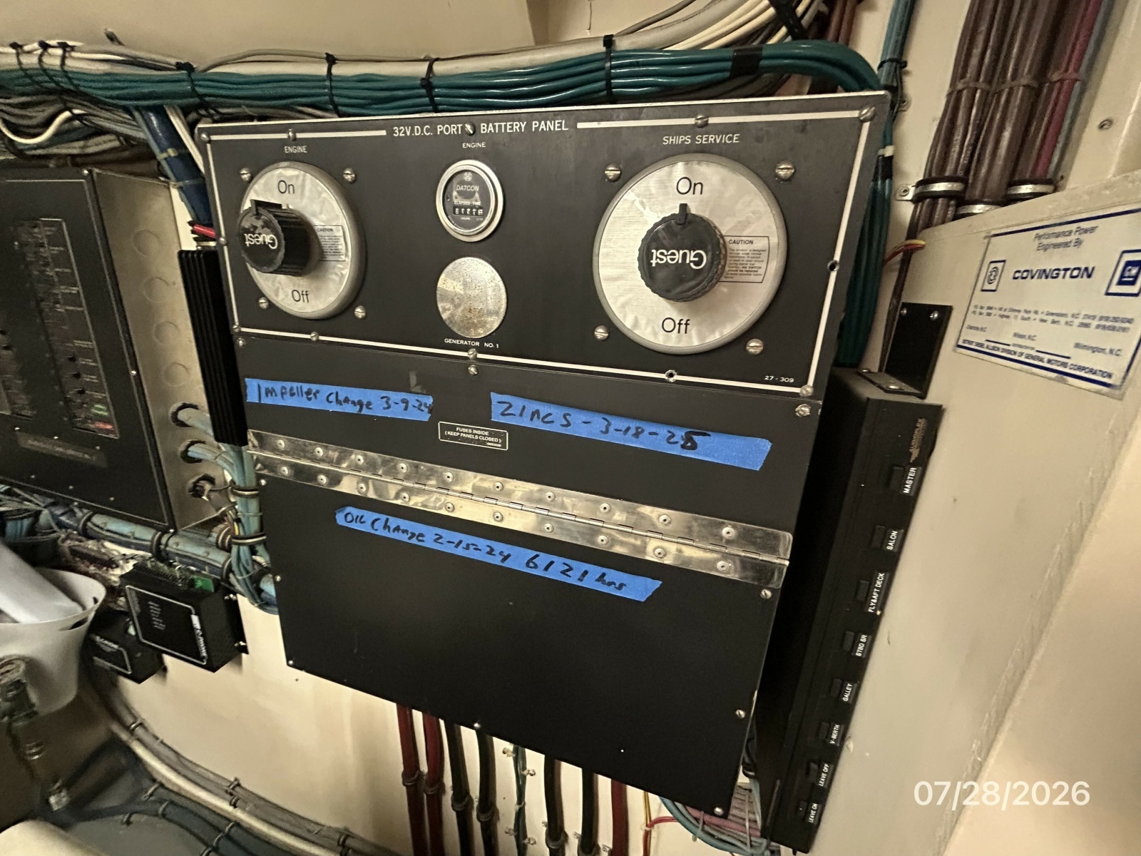 54' Hatteras port engine room electrical panel1