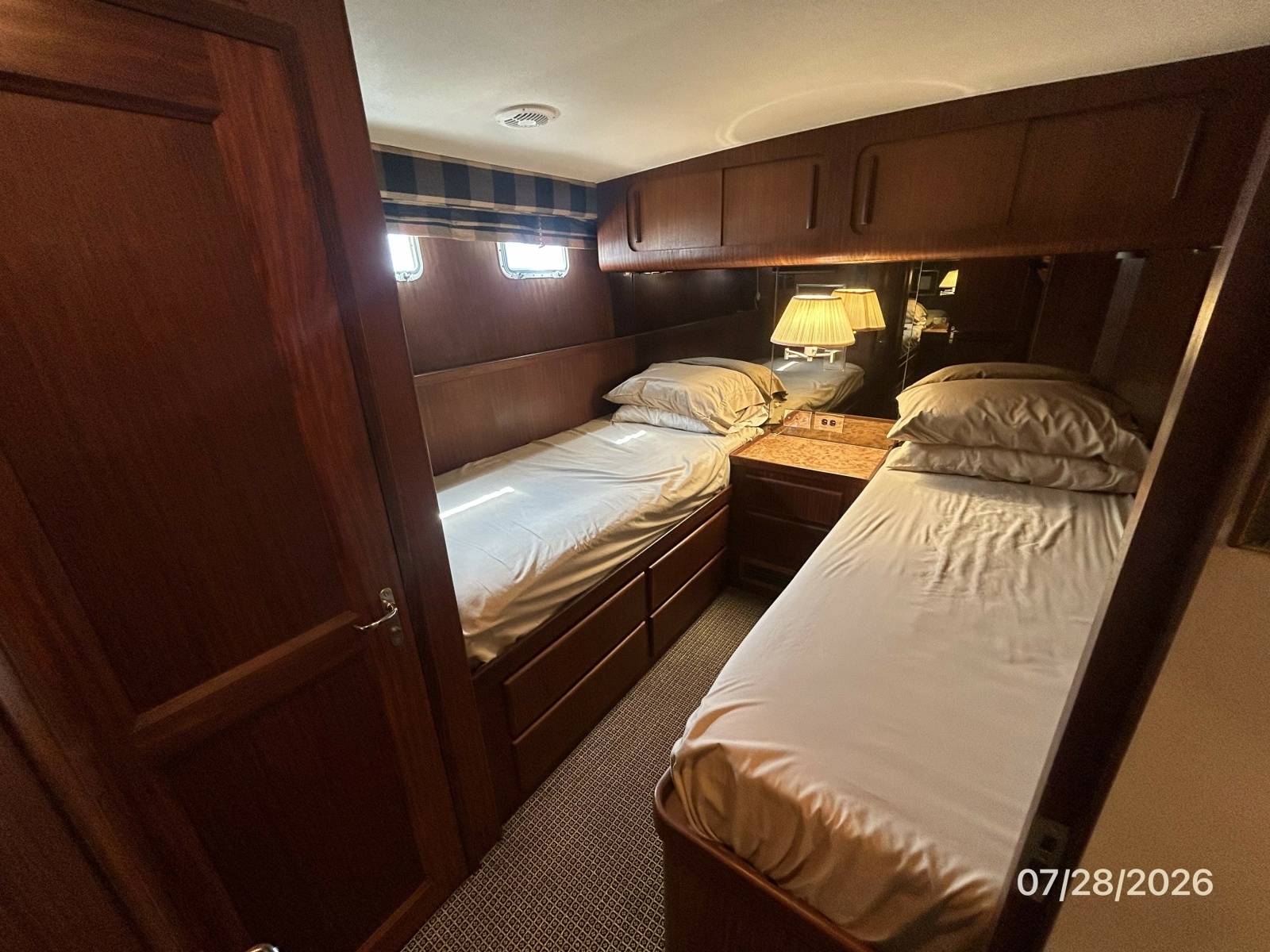 54' Hatteras starboard guest stateroom