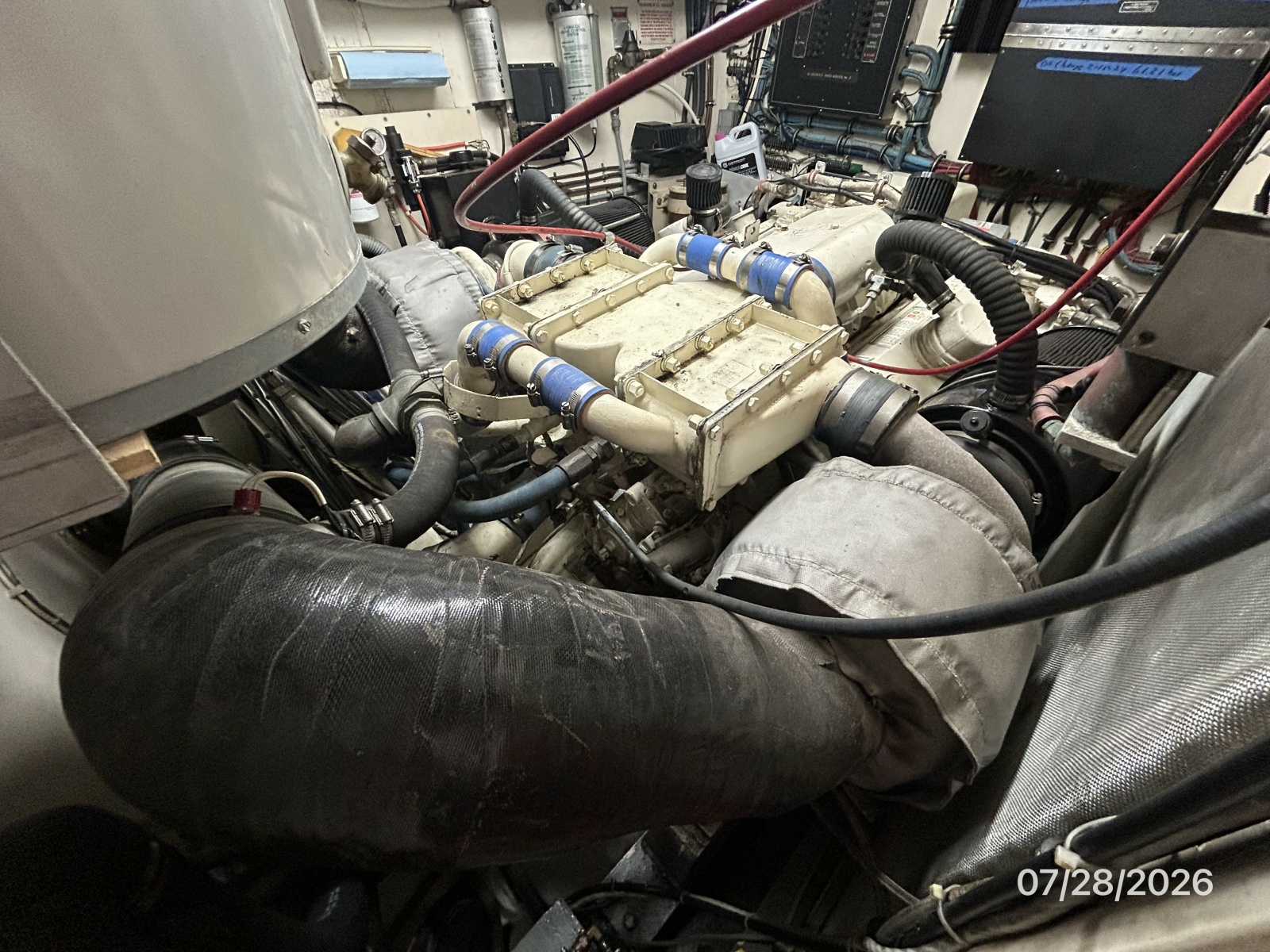 54' Hatteras port main engine2