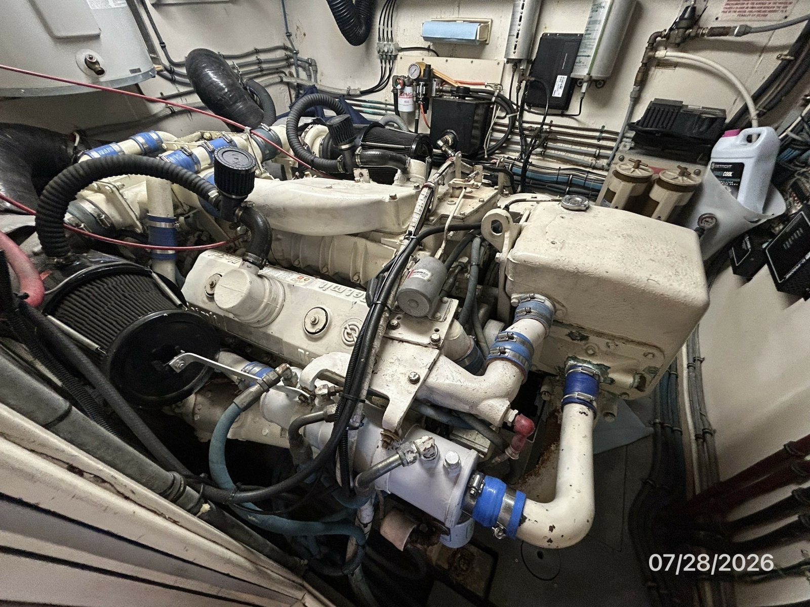 54' Hatteras port main engine1