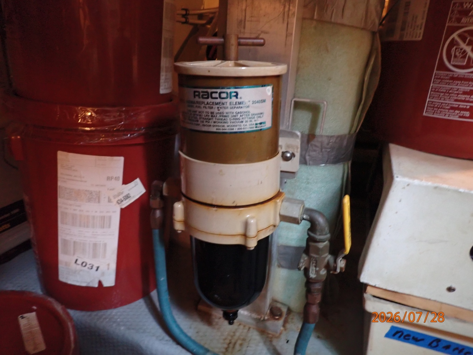54' Hatteras generator Racor fuel filter