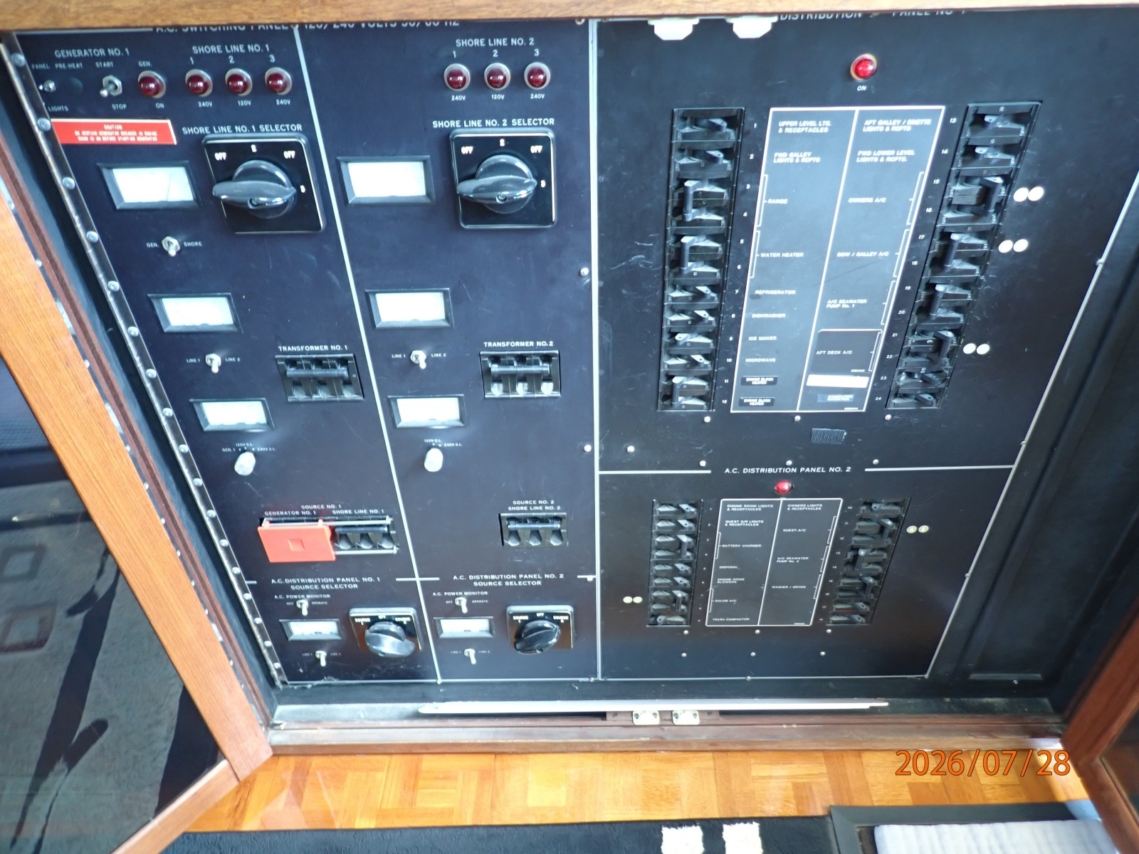 54' Hatteras pilothouse electrical panel