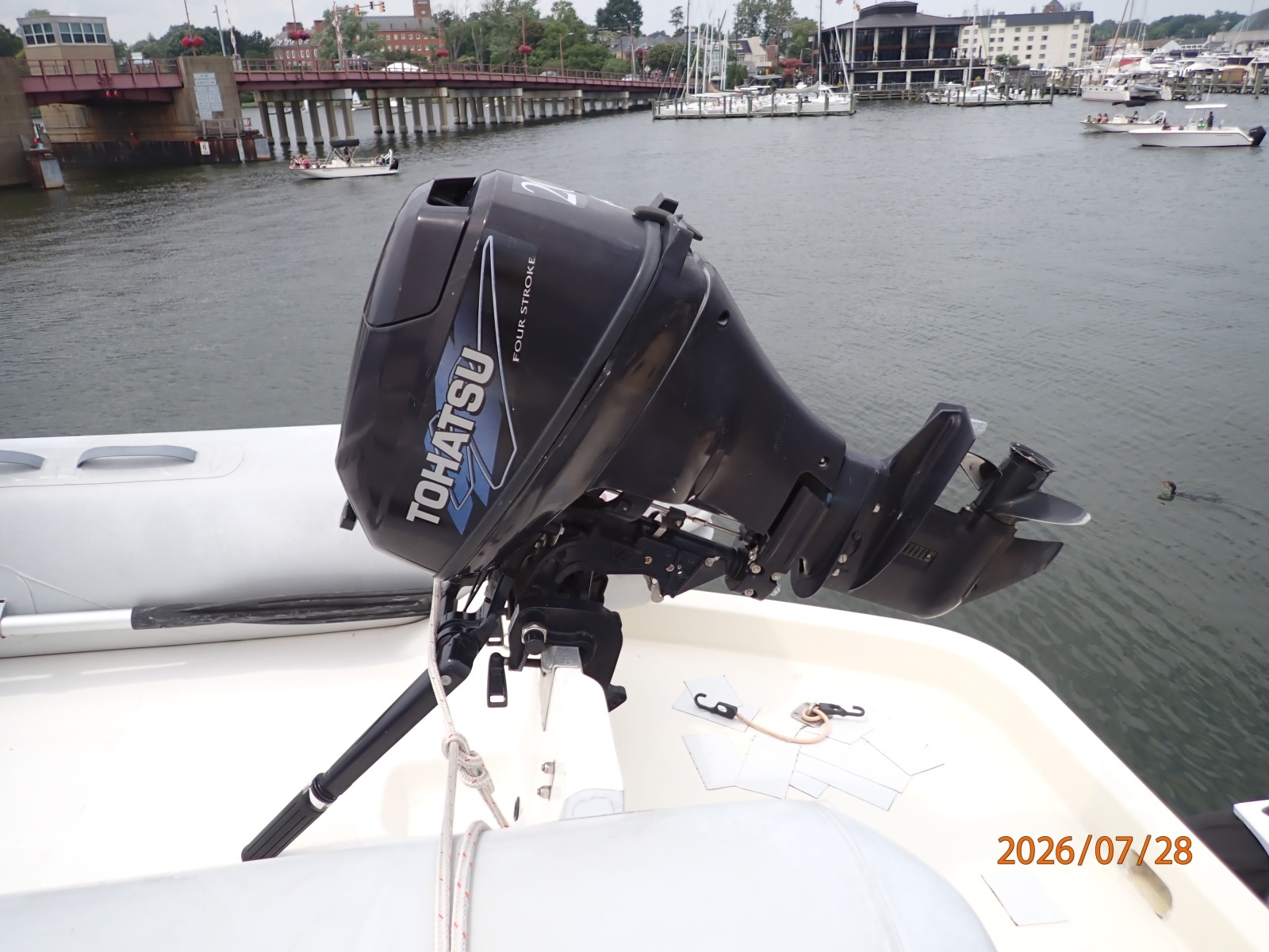54' Hatteras tender outboard