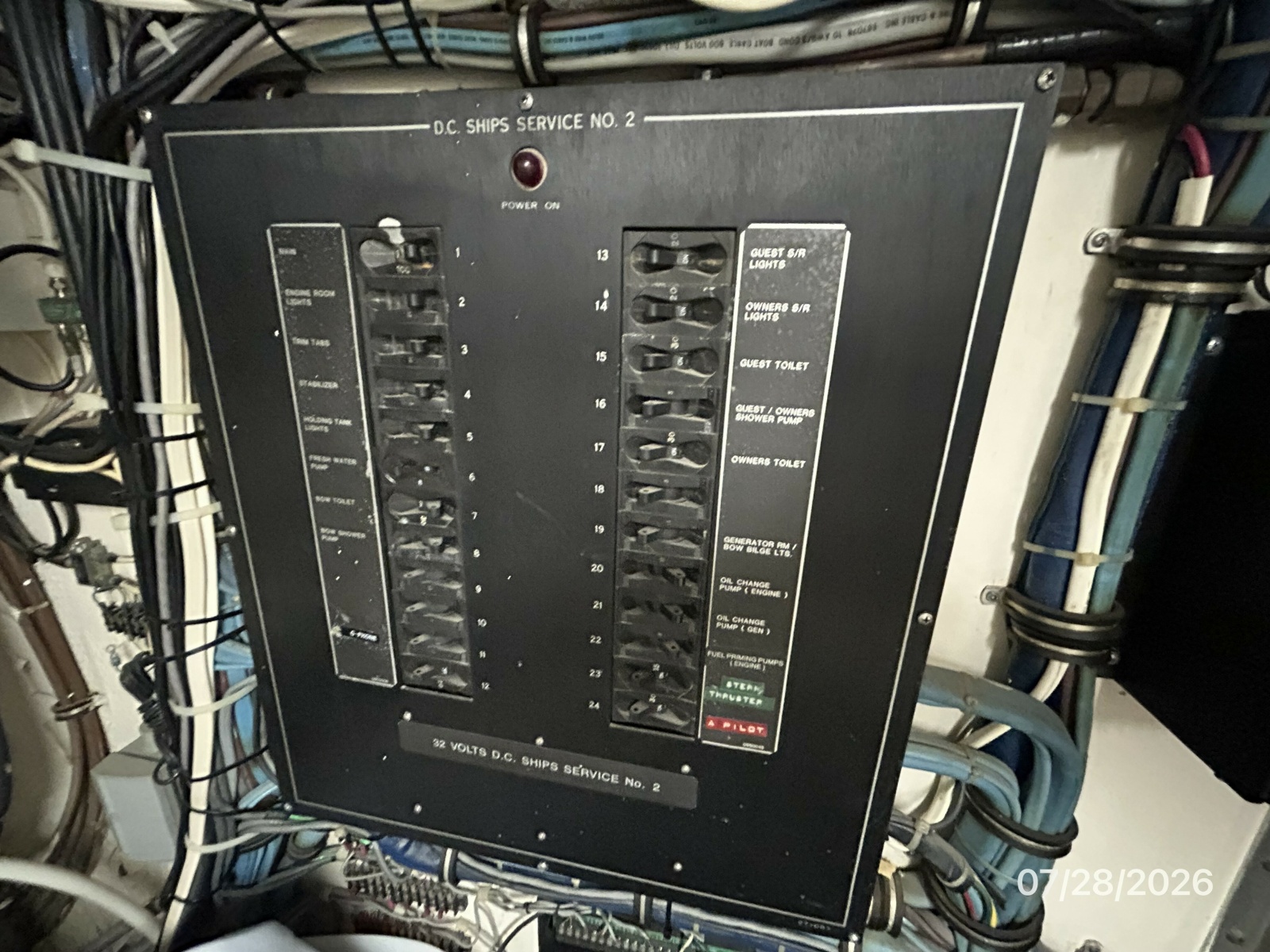 54' Hatteras port engine room electrical panel2