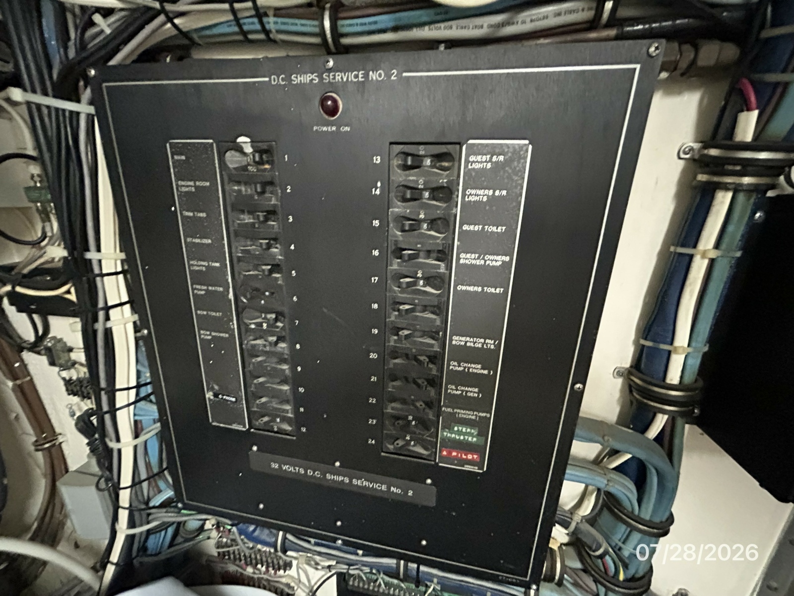 54' Hatteras port engine room electrical panel2