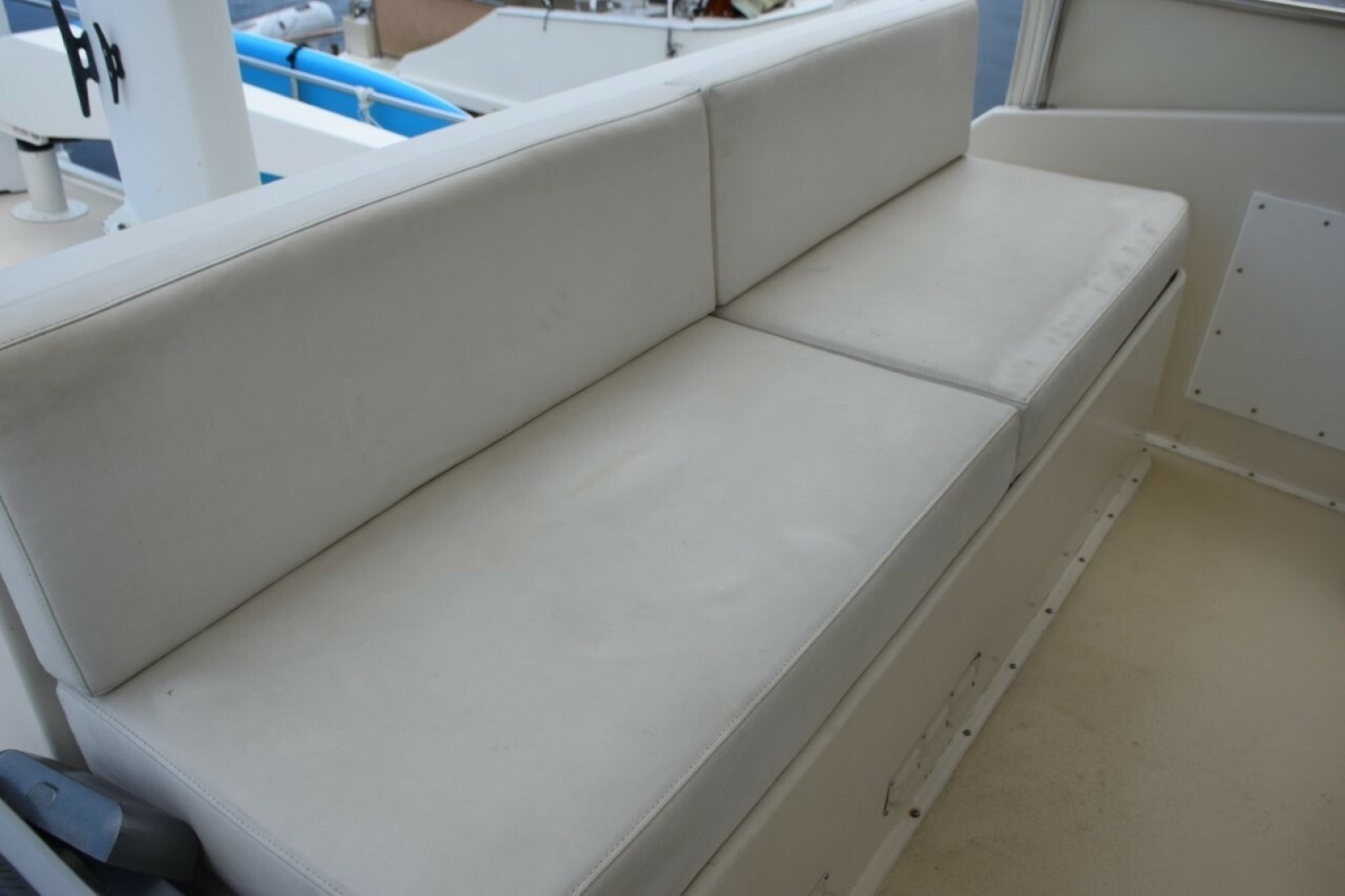 Helm Deck Aft Companion Bench Seat With White Vinyl Cushions