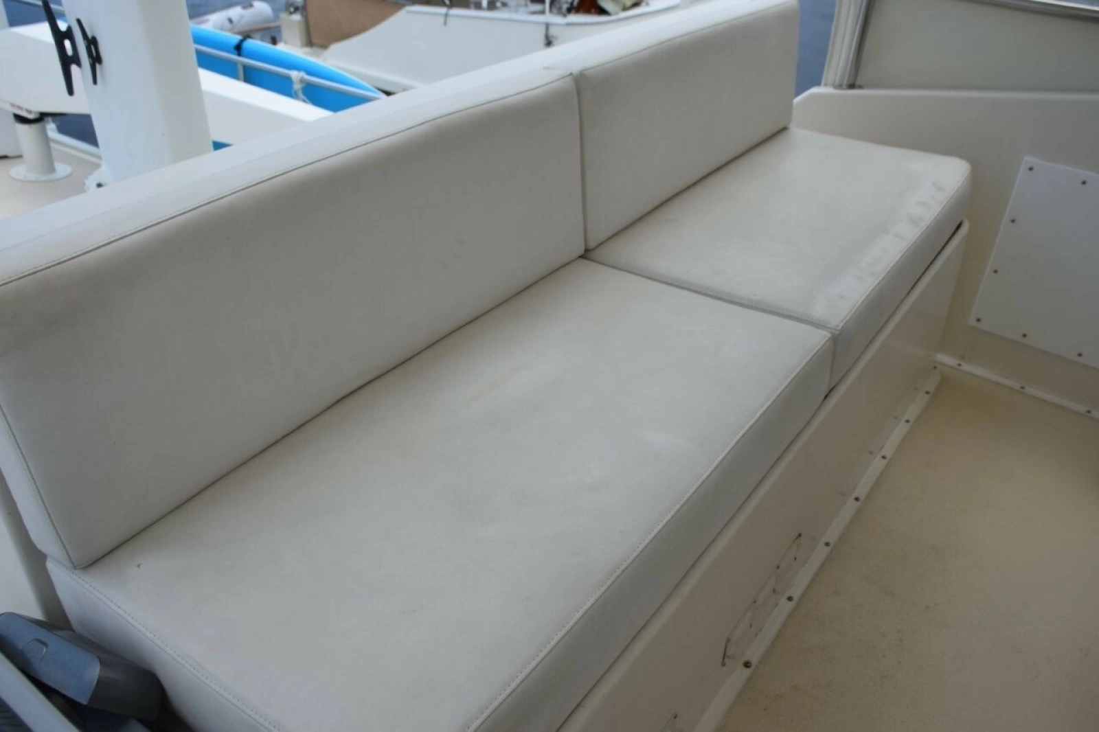 Helm Deck Aft Companion Bench Seat With White Vinyl Cushions