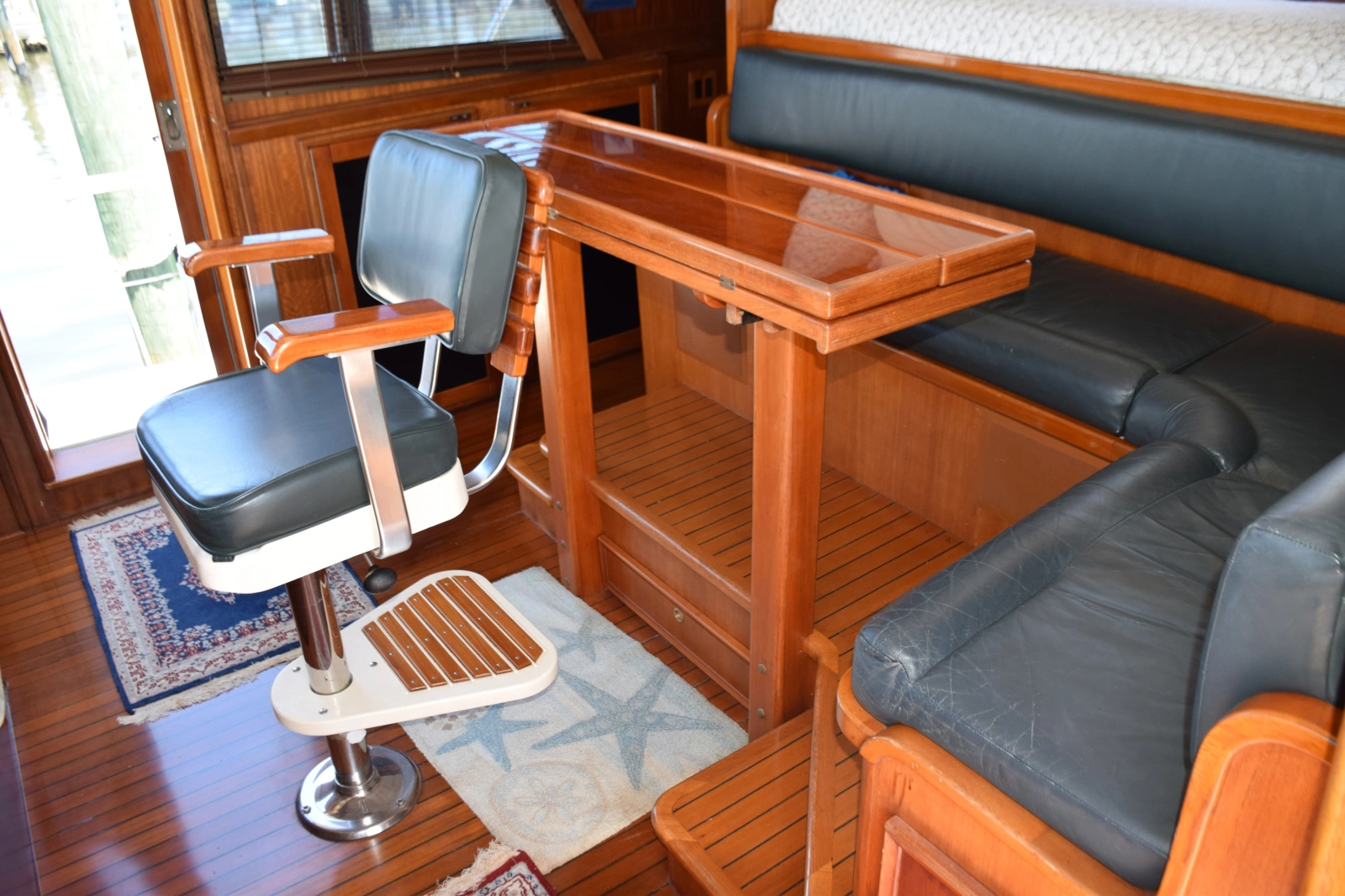 Leather Settee Is Raised Offering Good Visibility