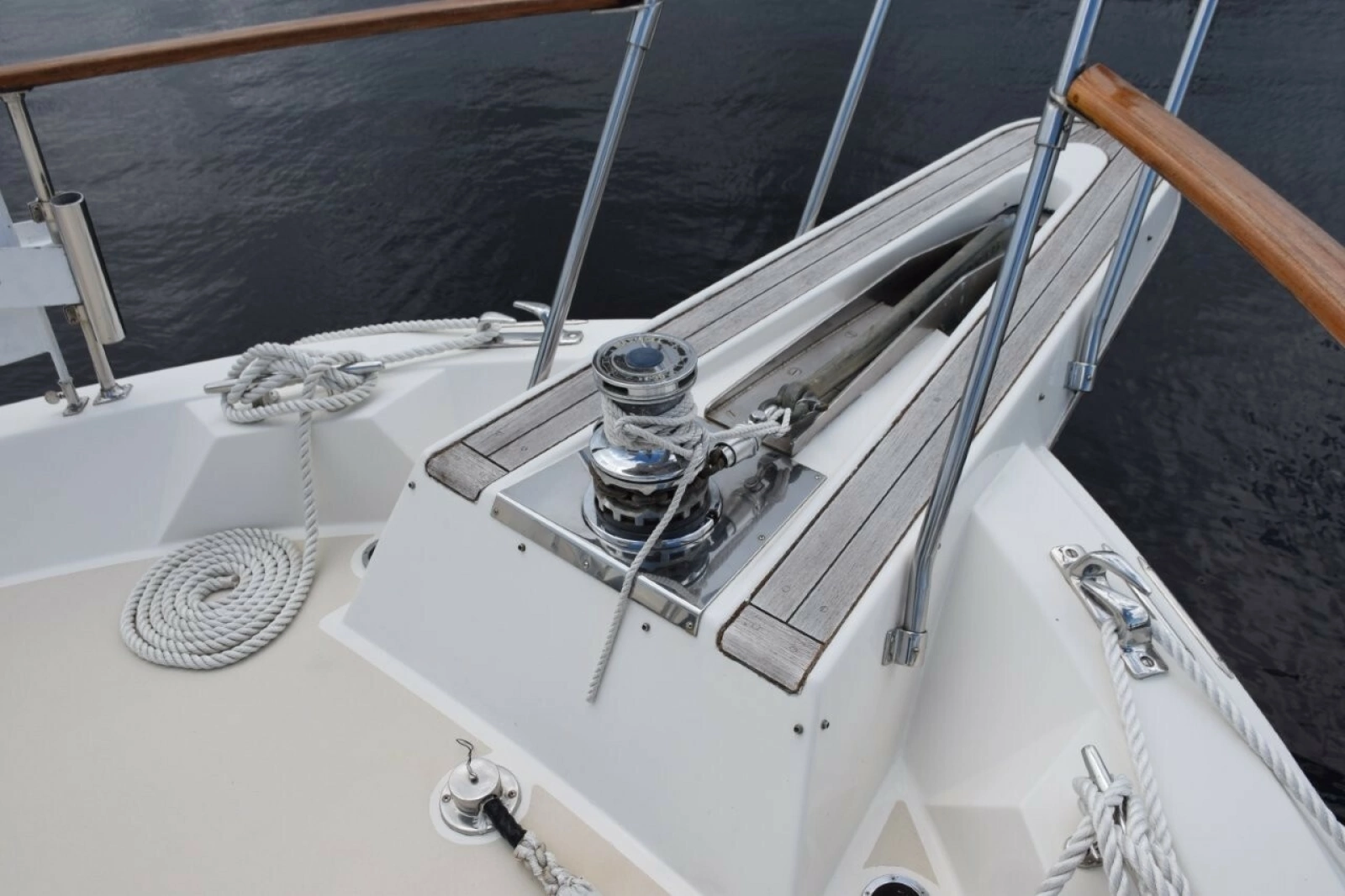Hatteras Pulpit And Rebuilt Galley Maid Hydraulic Windlass.  Mounted Plow Anchor