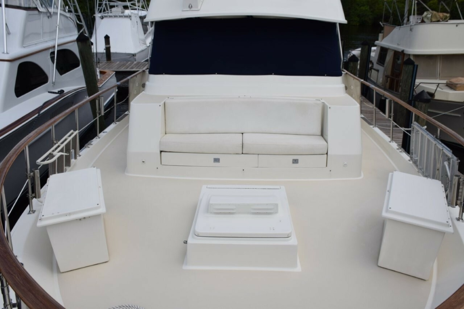 Foredeck Lounge Seat And Two Dunnage Storage Boxes Which Also Have Cushion Tops