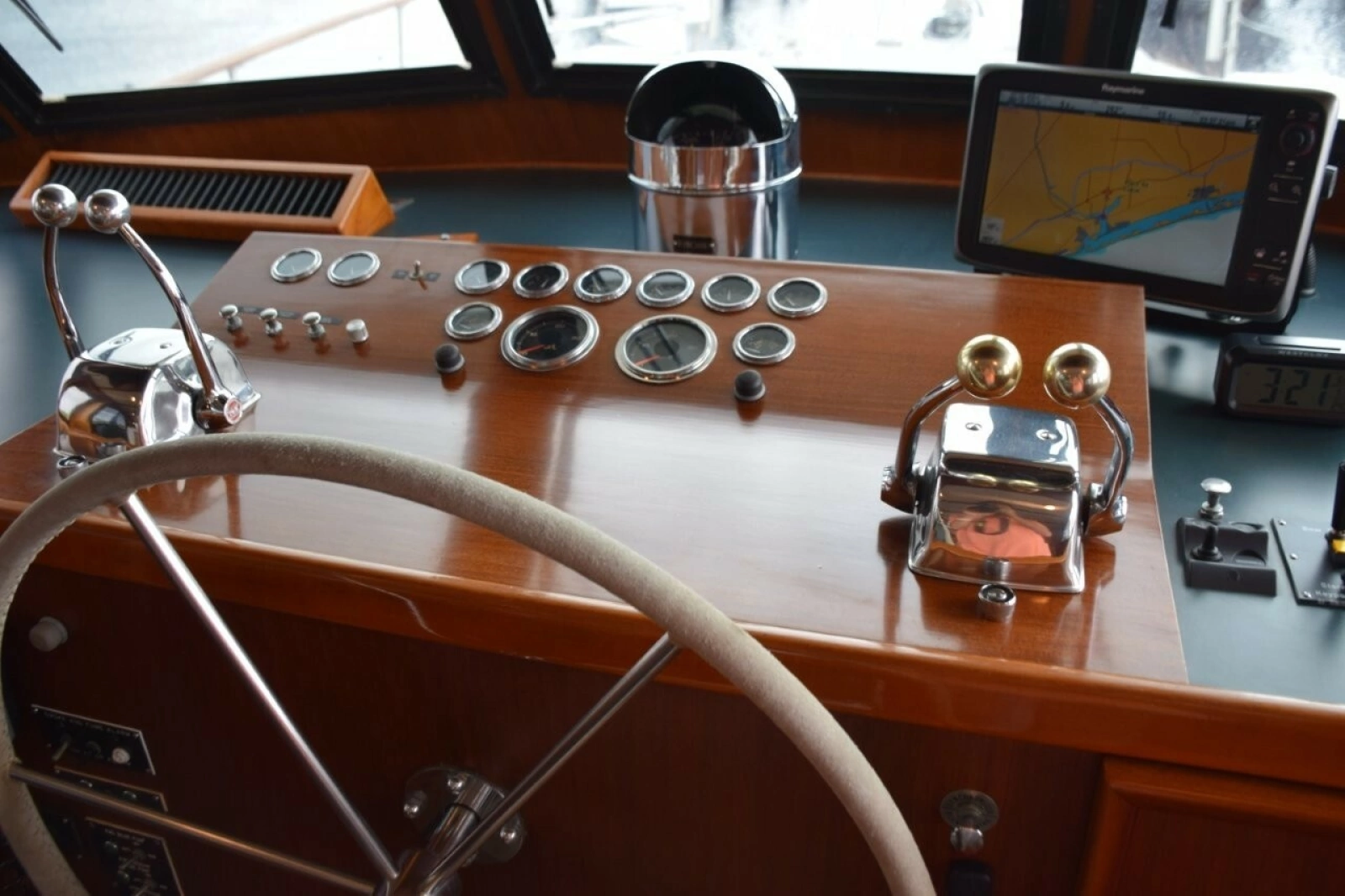Attractive Pilothouse Helm With Teak Console