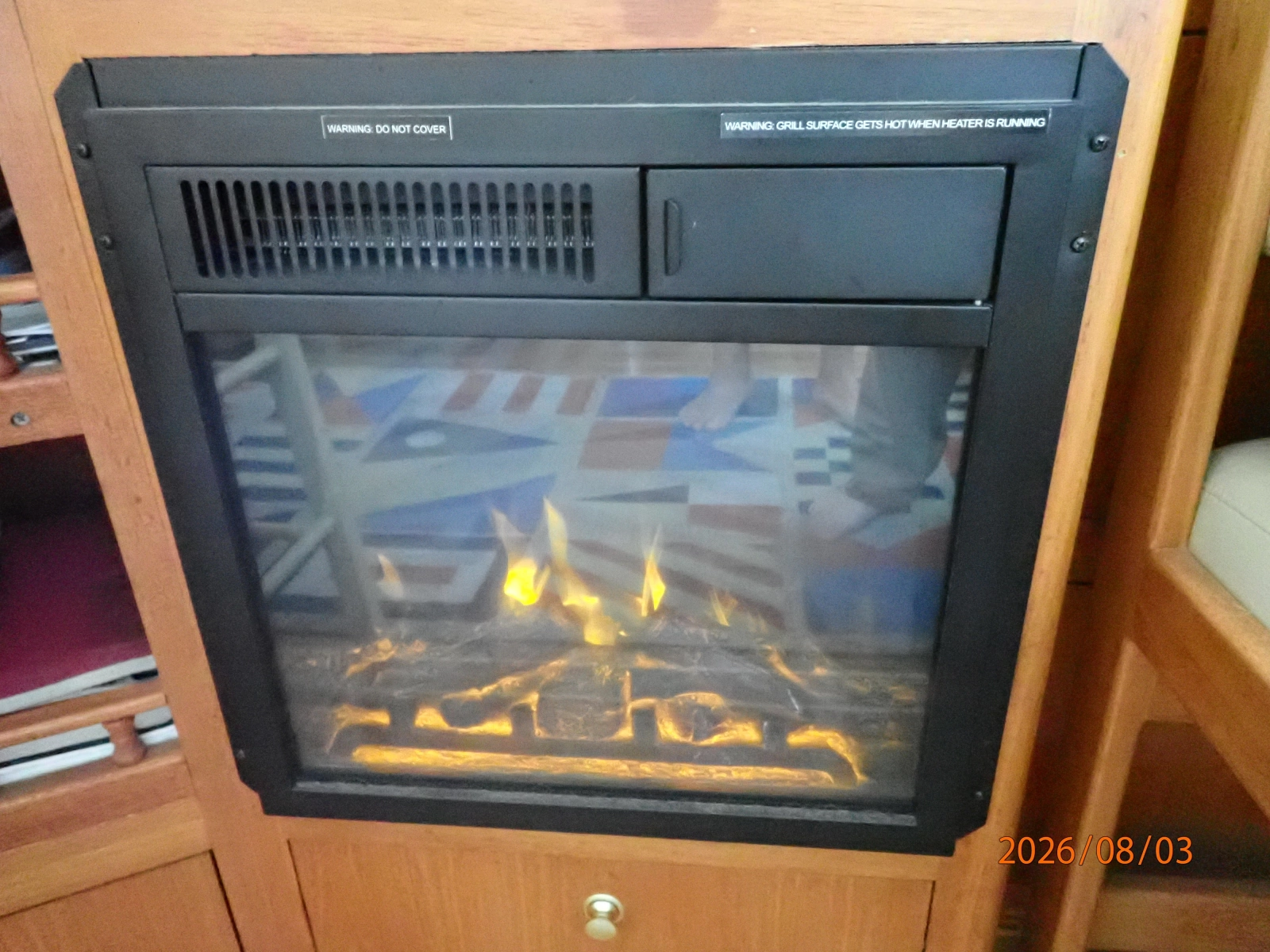 43' Mainship salon fireplace