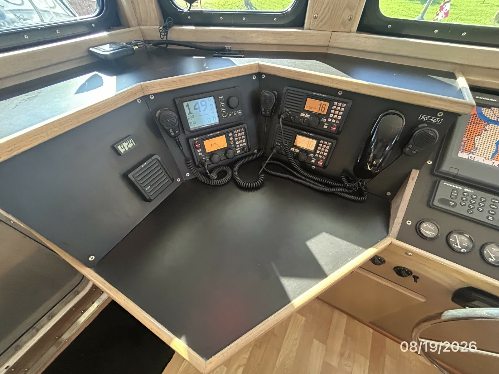 Steel Magnolia pilothouse helm electronics