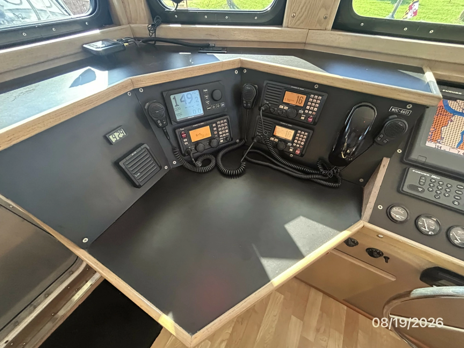 Steel Magnolia pilothouse helm electronics