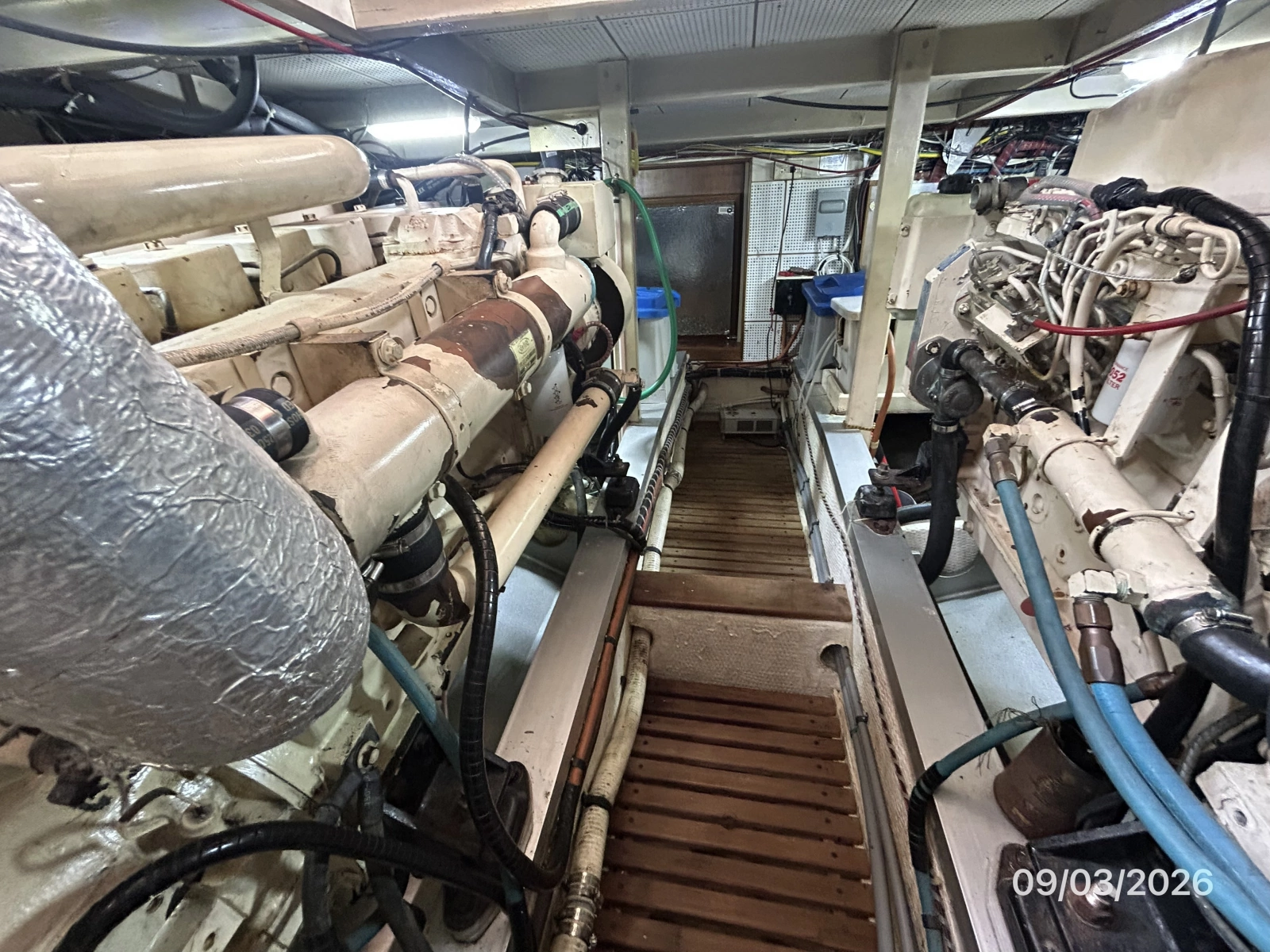 42' Grand Banks engine room forward