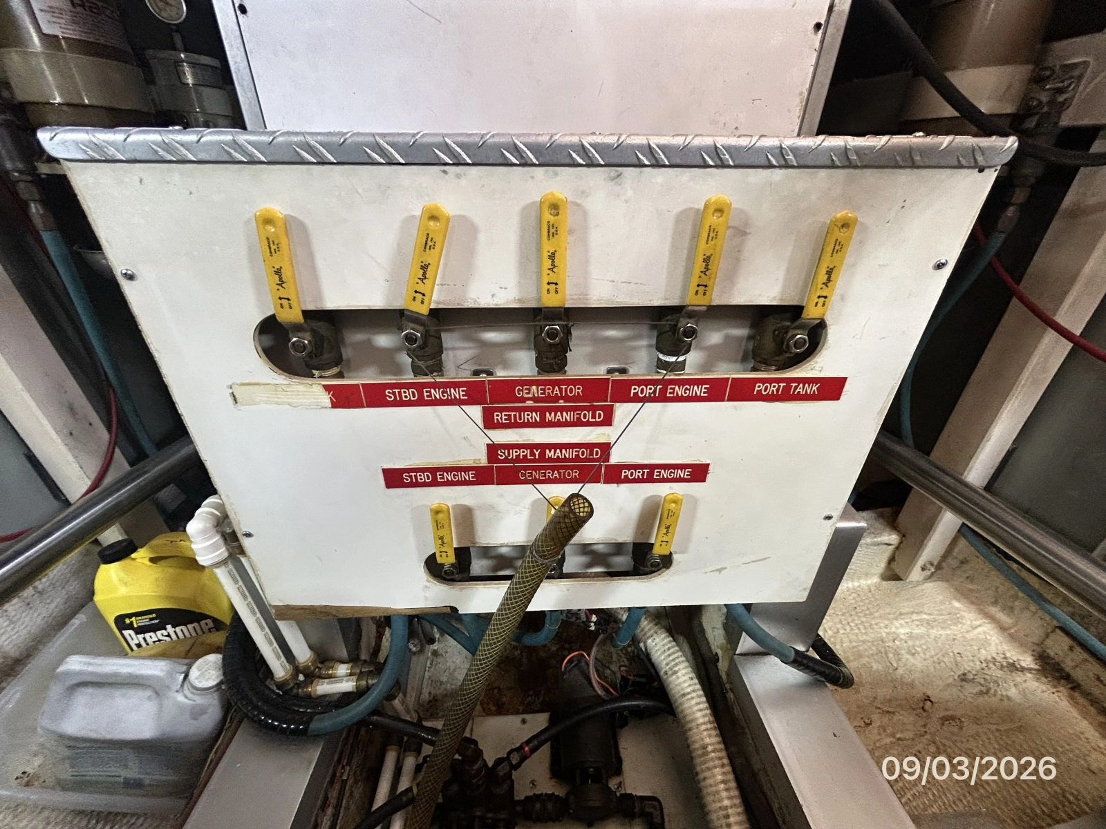 42' Grand Banks fuel manifold