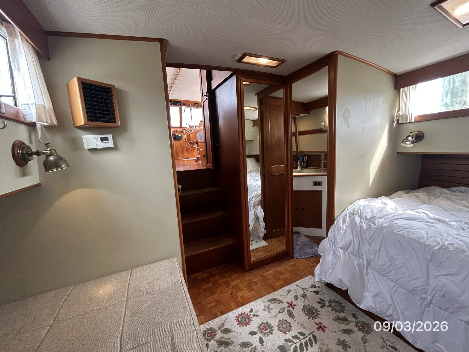 42' Grand Banks master stateroom forward
