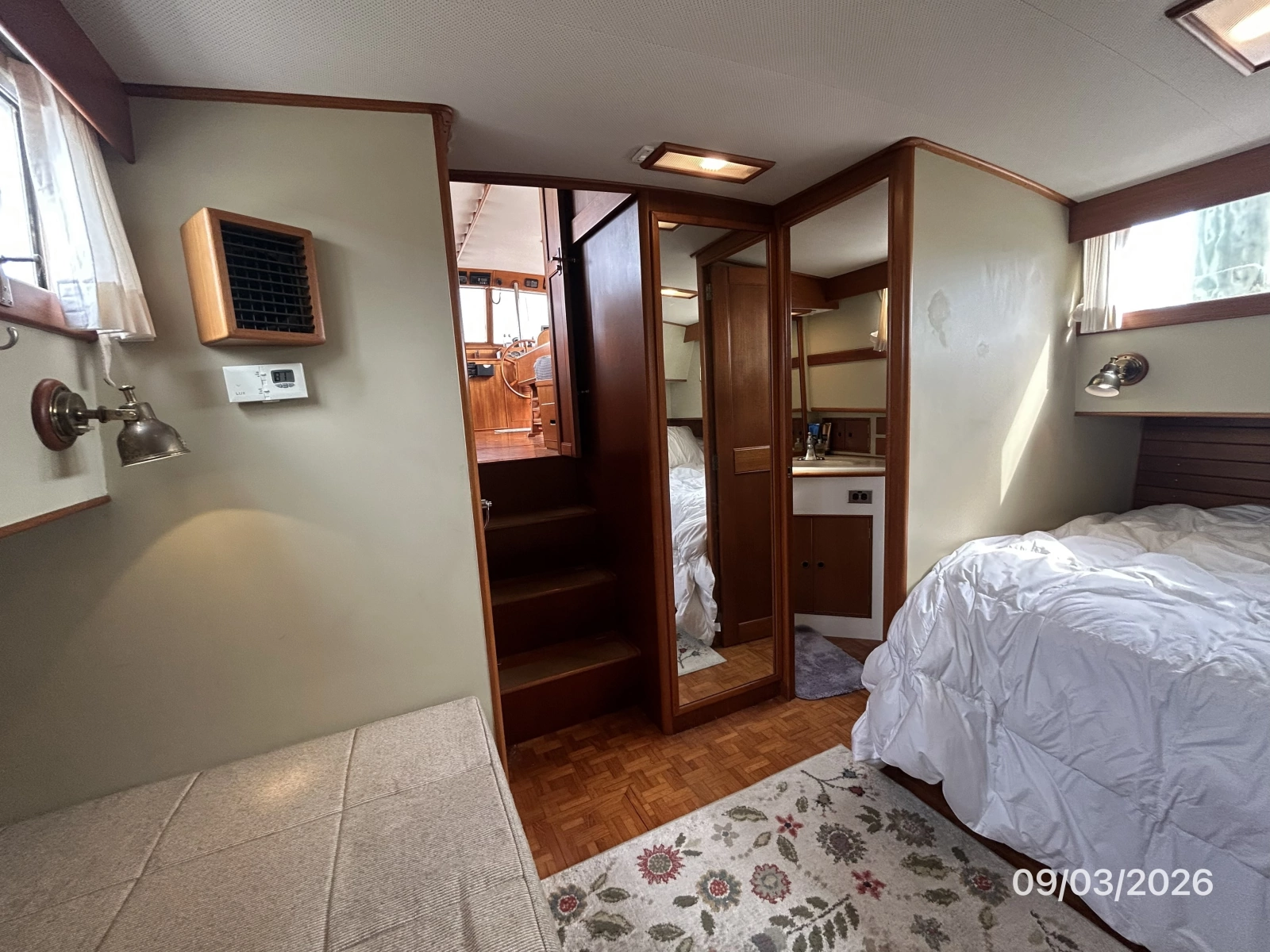 42' Grand Banks master stateroom forward