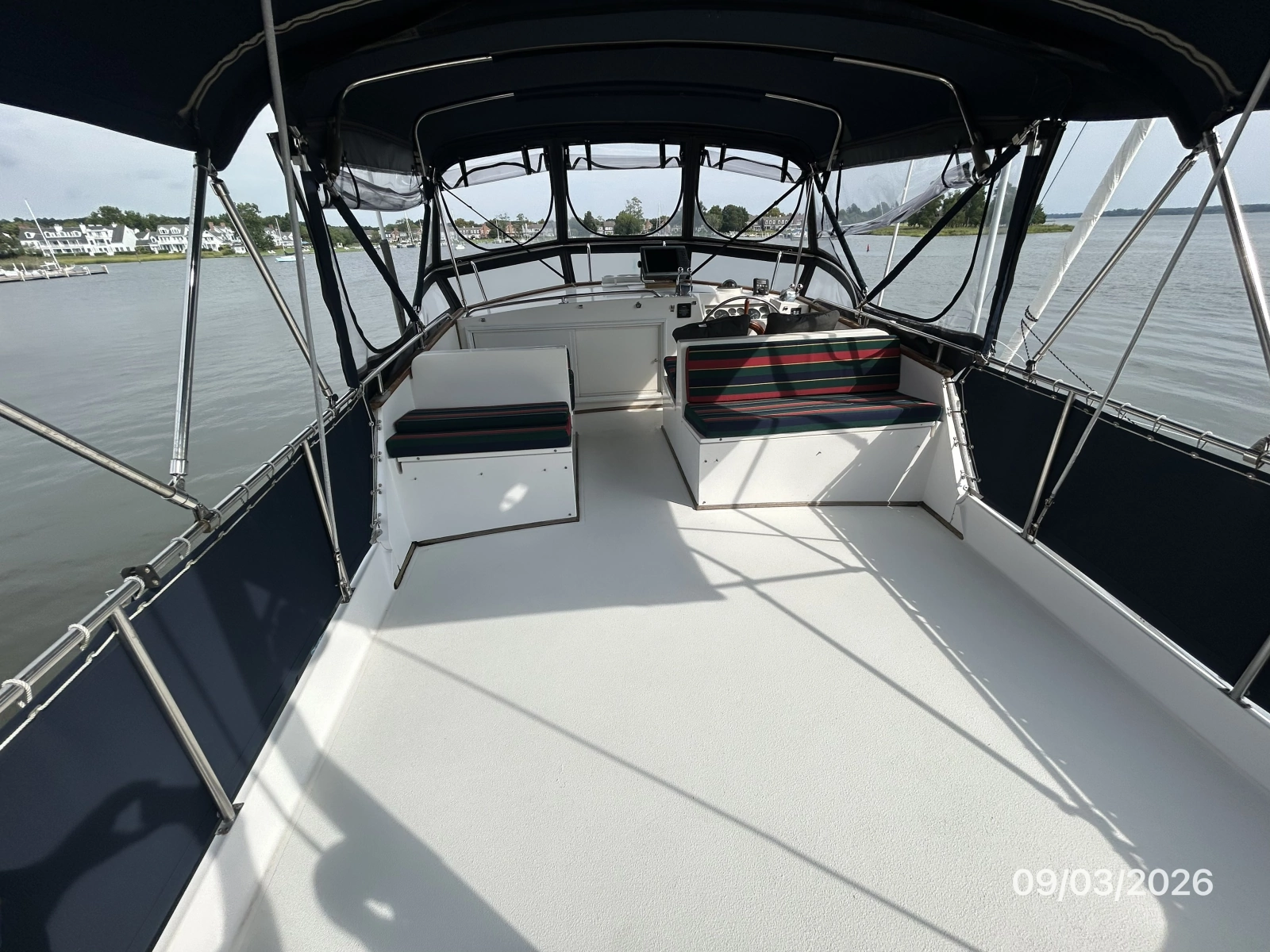 42' Grand Banks flybridge forward