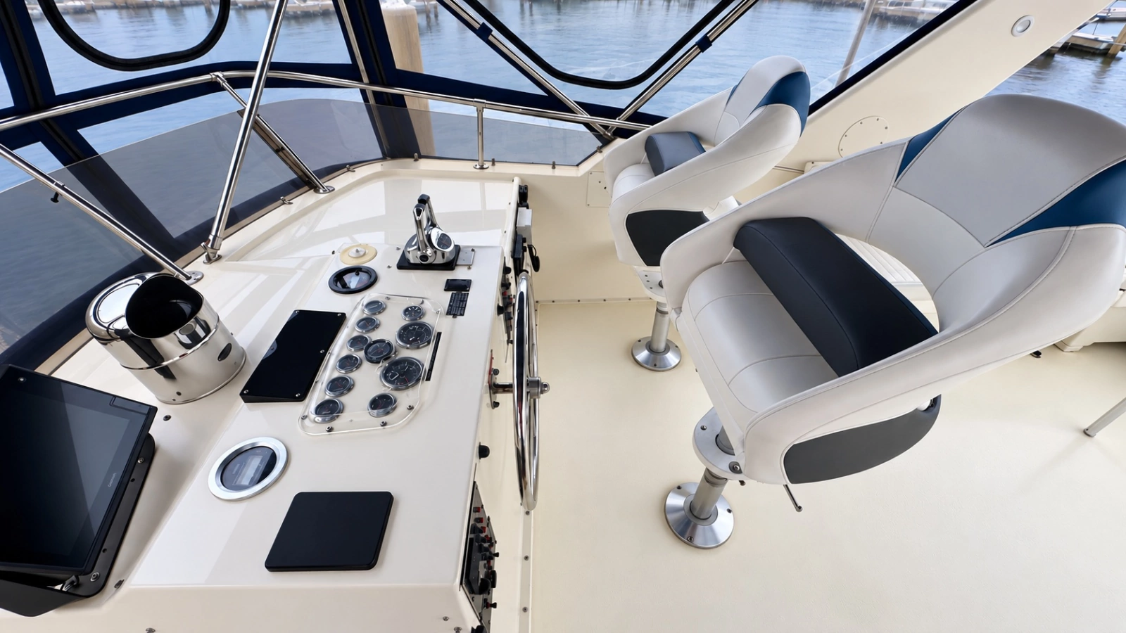 Flybridge Helm with Dual Captain Chairs